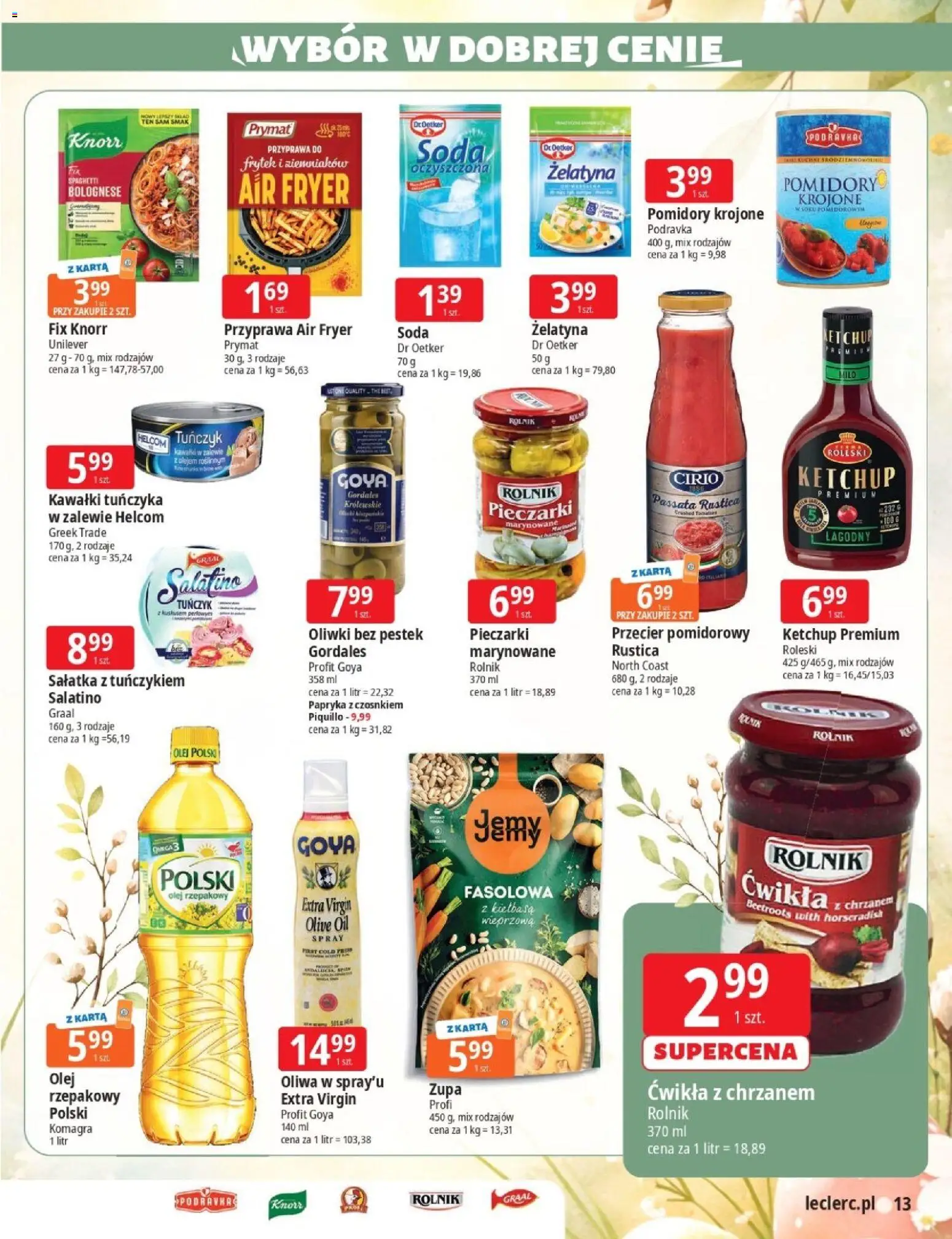 E.Leclerc gazetka - Wielkanoc od 17.03.2026 | Strona: 13 | Produkty: Kiełbasa, Karta, Olej, Sałatka