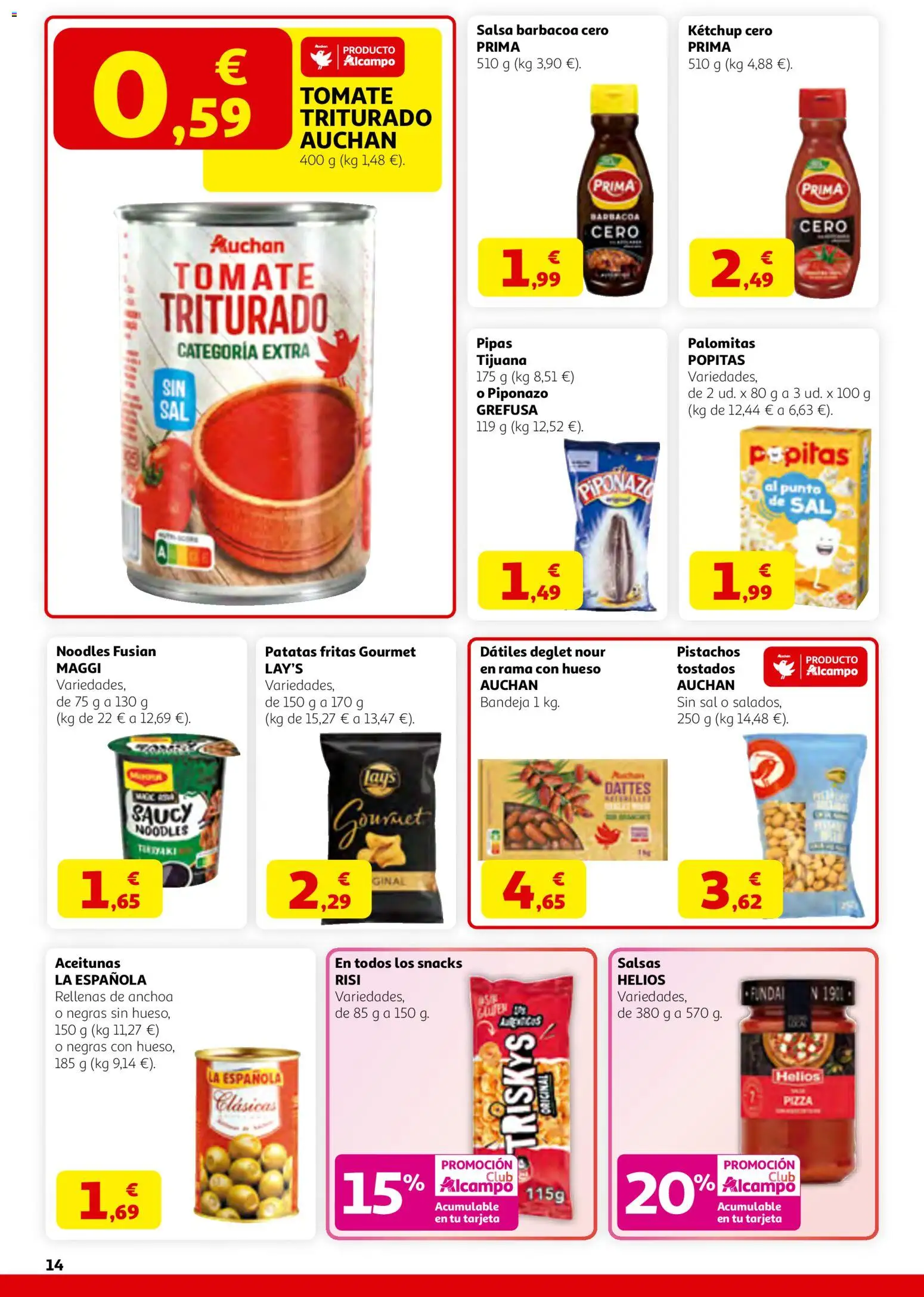 Alcampo HG Nacional │ válido desde el 12.03.2026 | Página: 14 | Productos: Pizza, Barbacoa, Anchoa, Bandeja