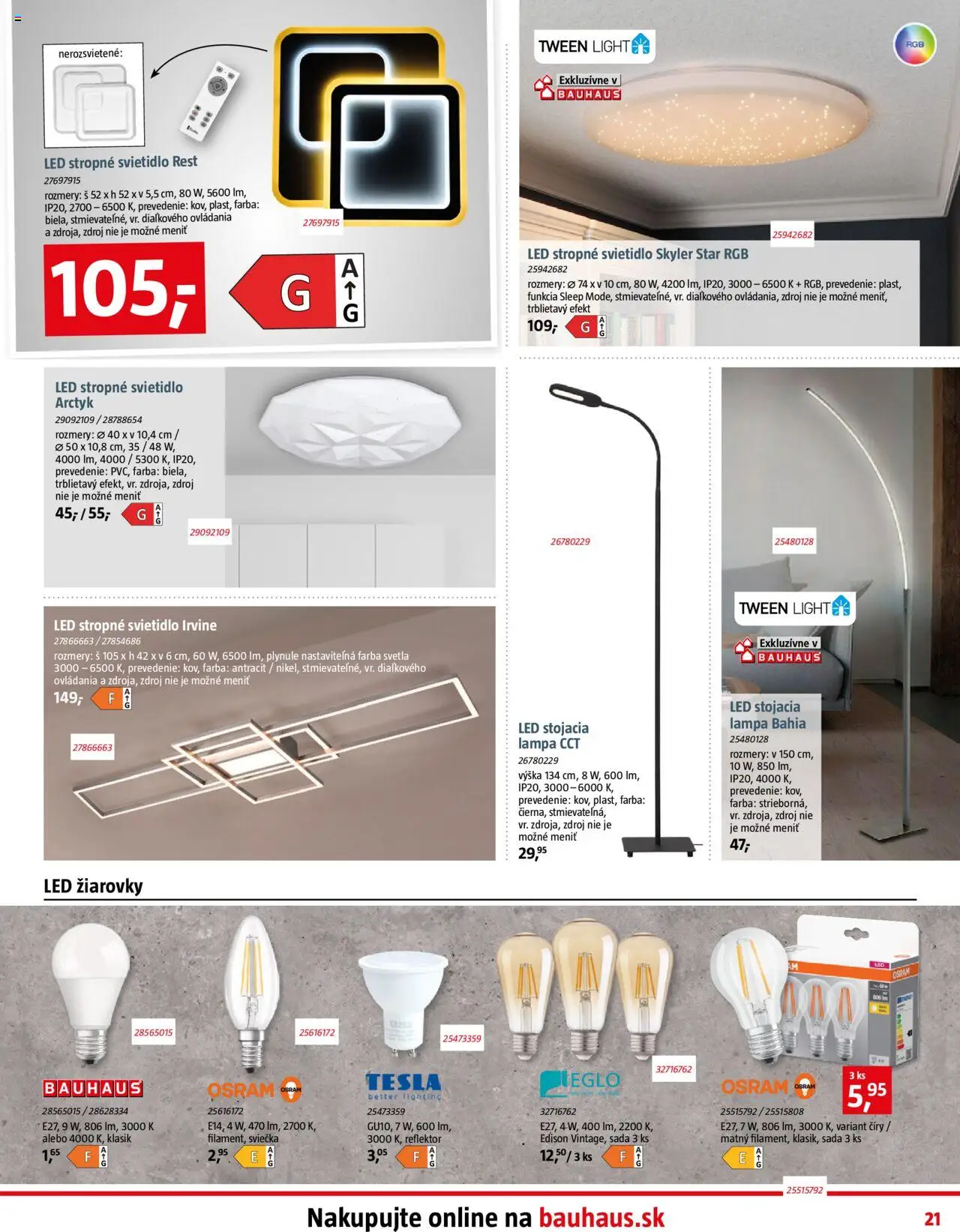 Nové Bauhaus akcie – leták je platný od 06.10.2025 | Strana: 21 | Produkty: Reflektor, Lampa, Led žiarovky, Stropné svietidlo