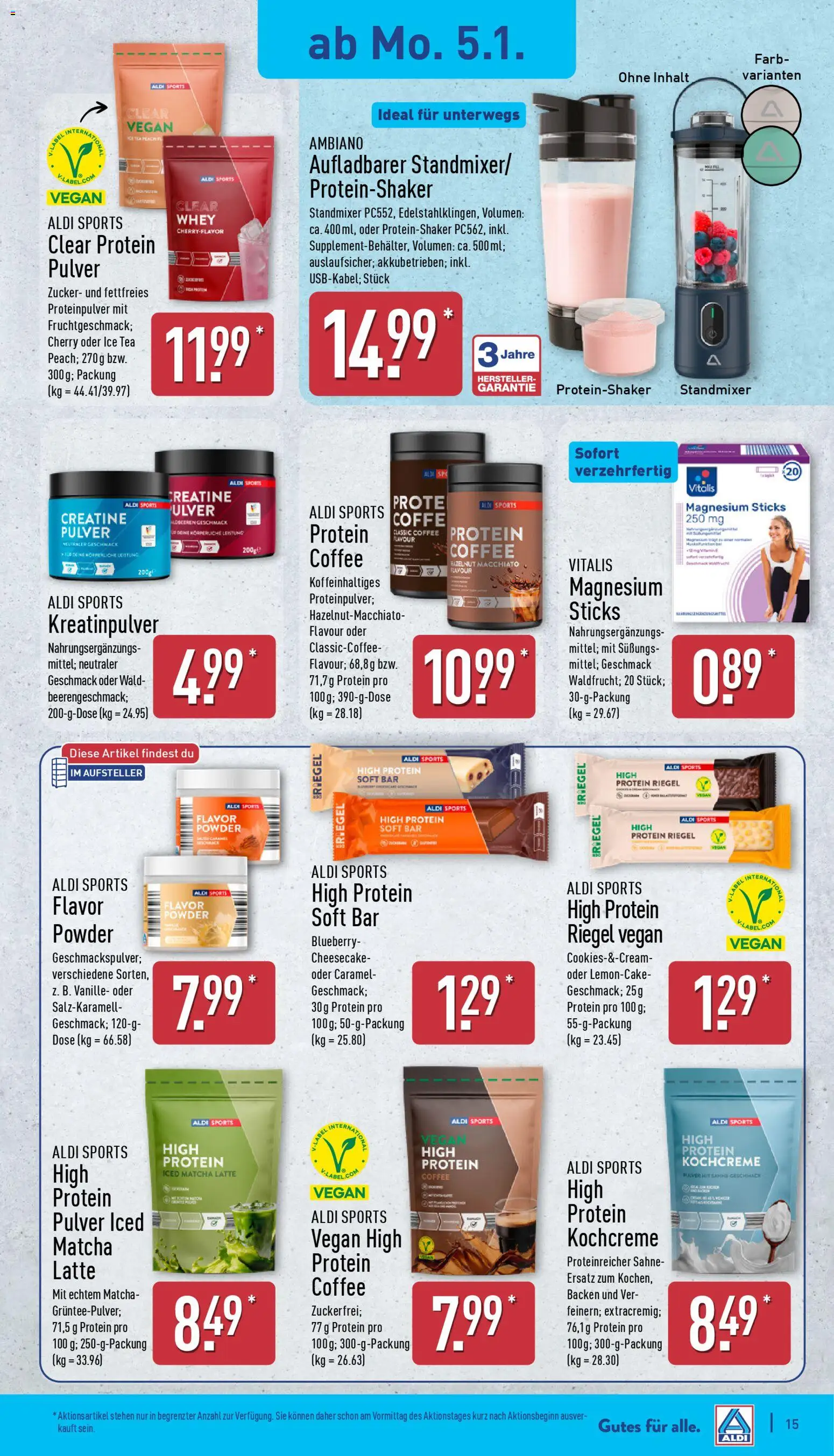 Aldi Prospekt 	 – gültig ab 05.01.2026 | Seite: 15 | Produkte: Zucker, Sahne