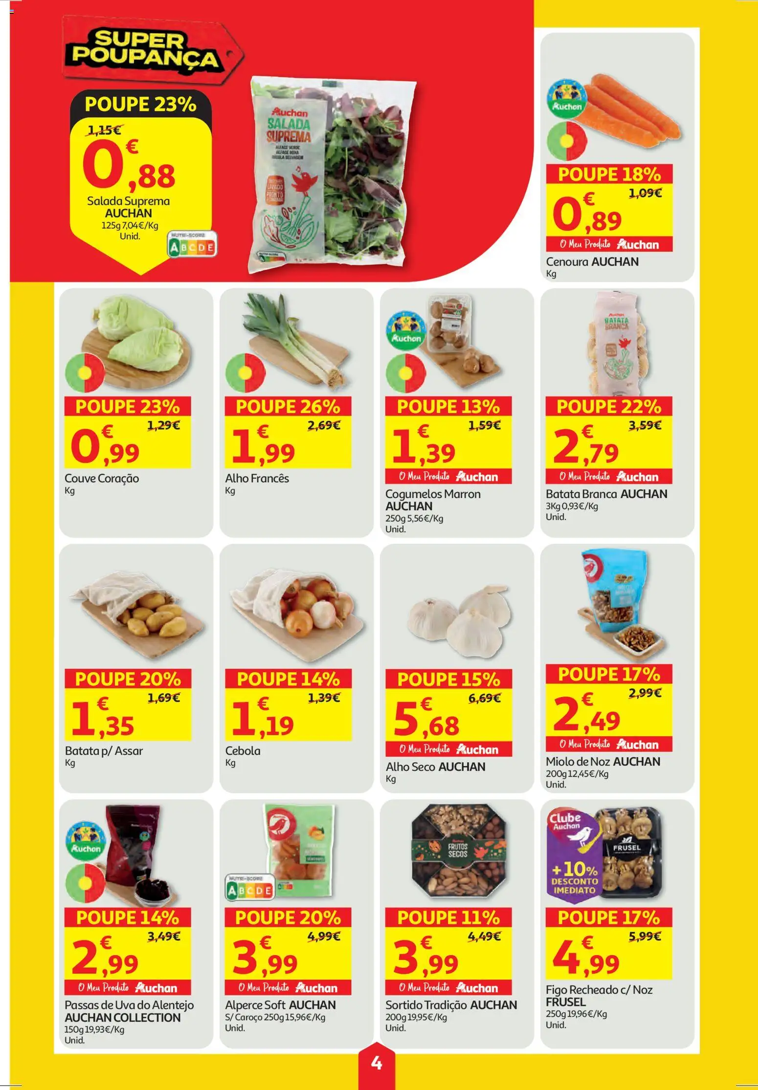 Auchan folheto │ válido de 11.12.2025 | Página: 4 | Produtos: Alho francês, Cebola, Cenoura, Cogumelos