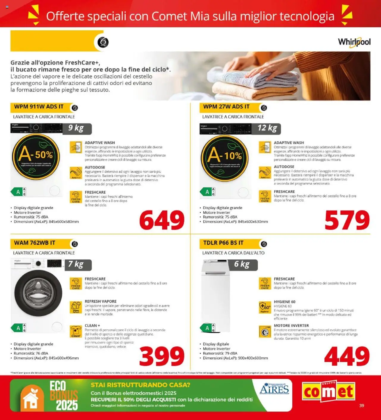 Volantino Comet del 09.10.2025 | Pagina: 39 | Prodotti: Lavatrice