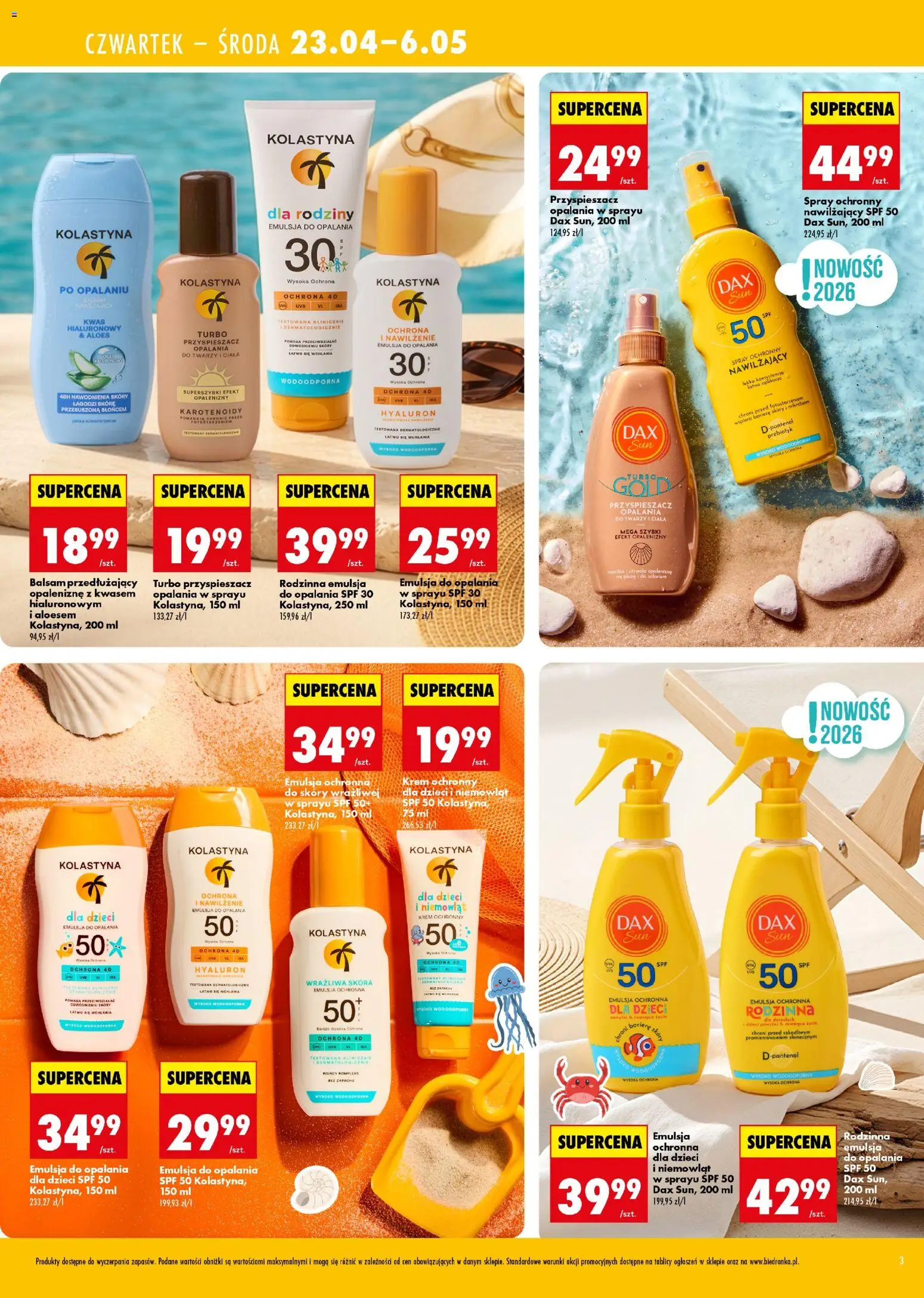 Biedronka gazetka - Najlepsze pod słońcem od 23.04.2026 | Strona: 3 | Produkty: Aloes, Krem