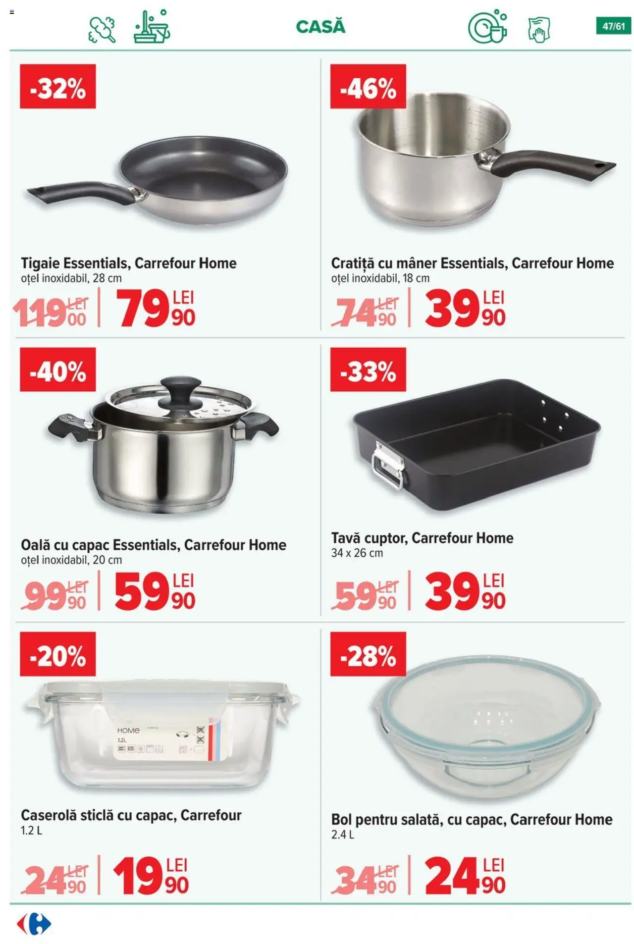 Catalog Carrefour – valabil de la 20.08.2025 | Pagină: 48 | Produse: Tigaie, Cratiță, Oală, Mâner