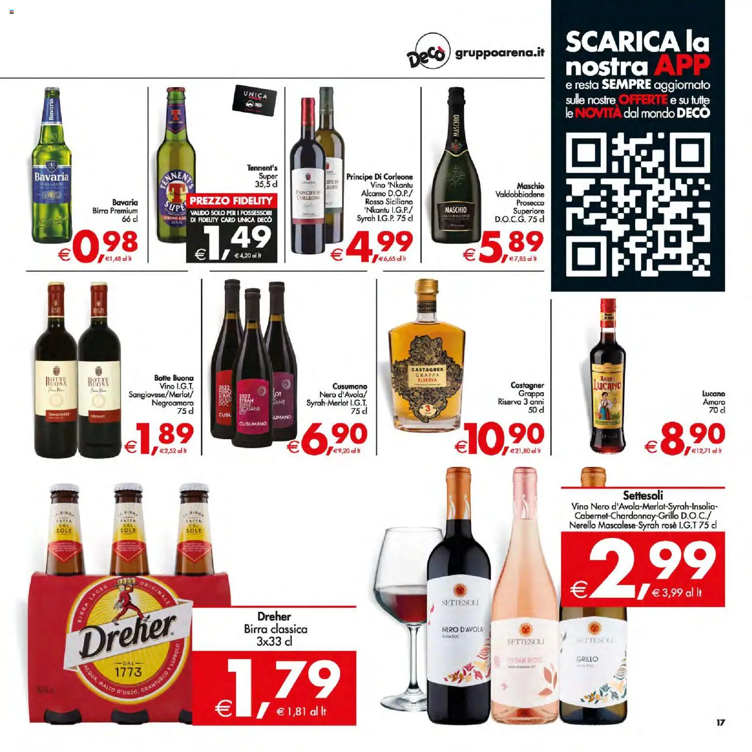 Volantino Decò del 05.01.2026 | Pagina: 17 | Prodotti: Tennent's, Vino, Grappa, Amaro