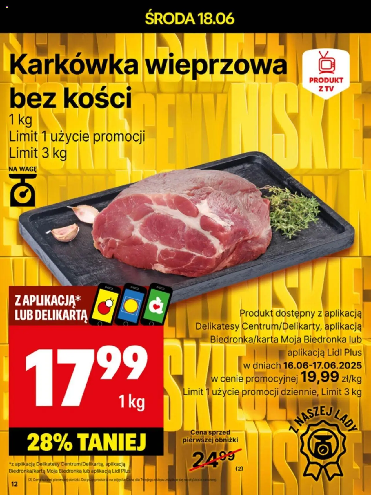 Delikatesy Centrum Gazetka od 16.06.2025 | Strona: 12 | Produkty: Karkówka, Karkówka wieprzowa, Delikatesy