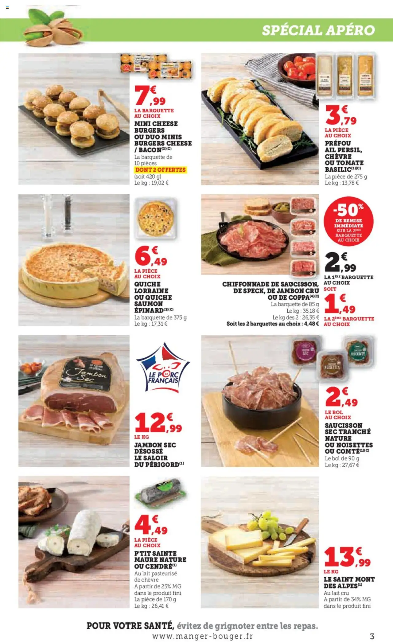  | Page: 3 | Produits: Saucisson sec, Jambon Cru, Bol, Lait