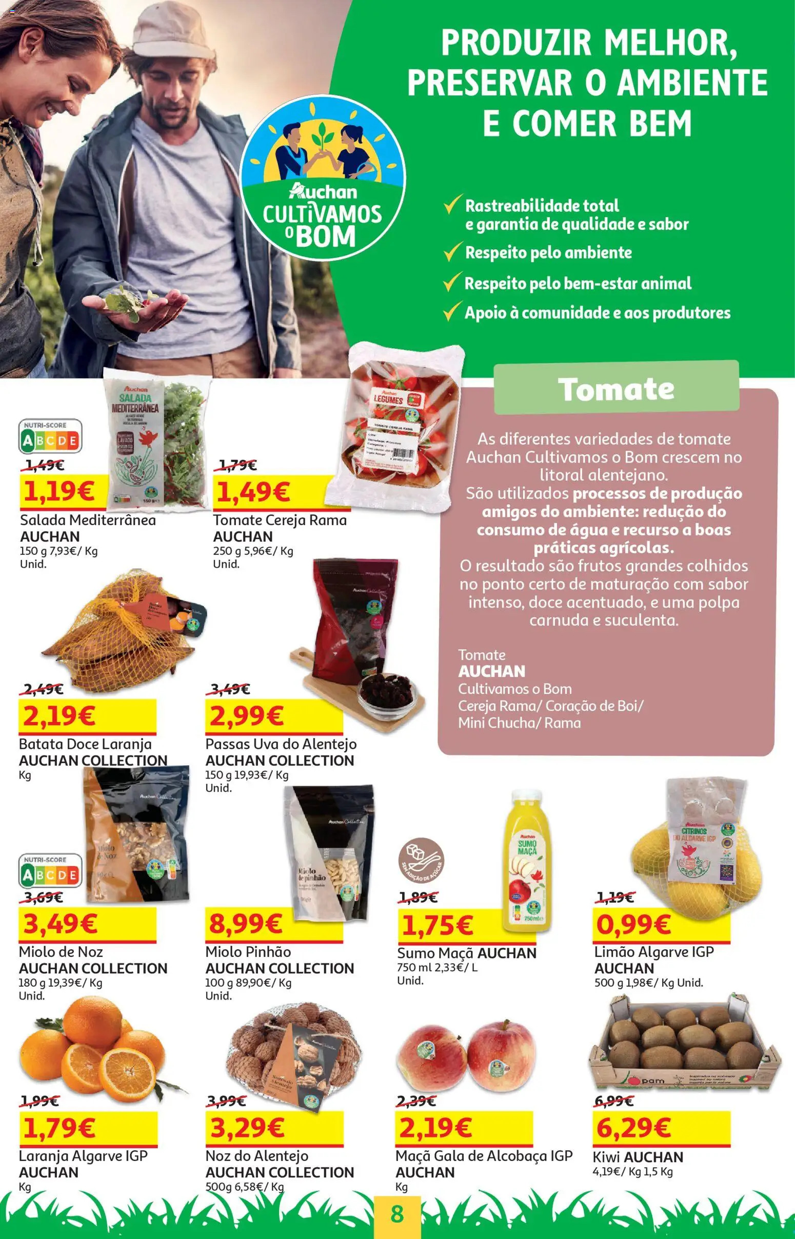 Auchan - Festa das Marcas │ válido de 03.03.2026 | Página: 8 | Produtos: Agua, Cereja, Tomate, Salada