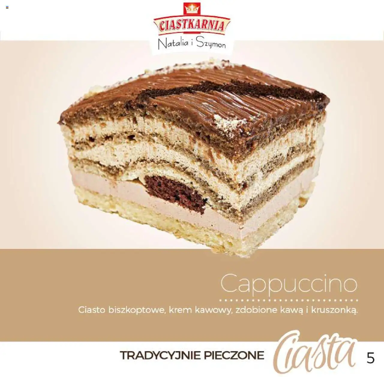 Topaz Gazetka - Ciast od 04.06.2025 | Strona: 5 | Produkty: Ciasto, Cappuccino, Kawa, Krem