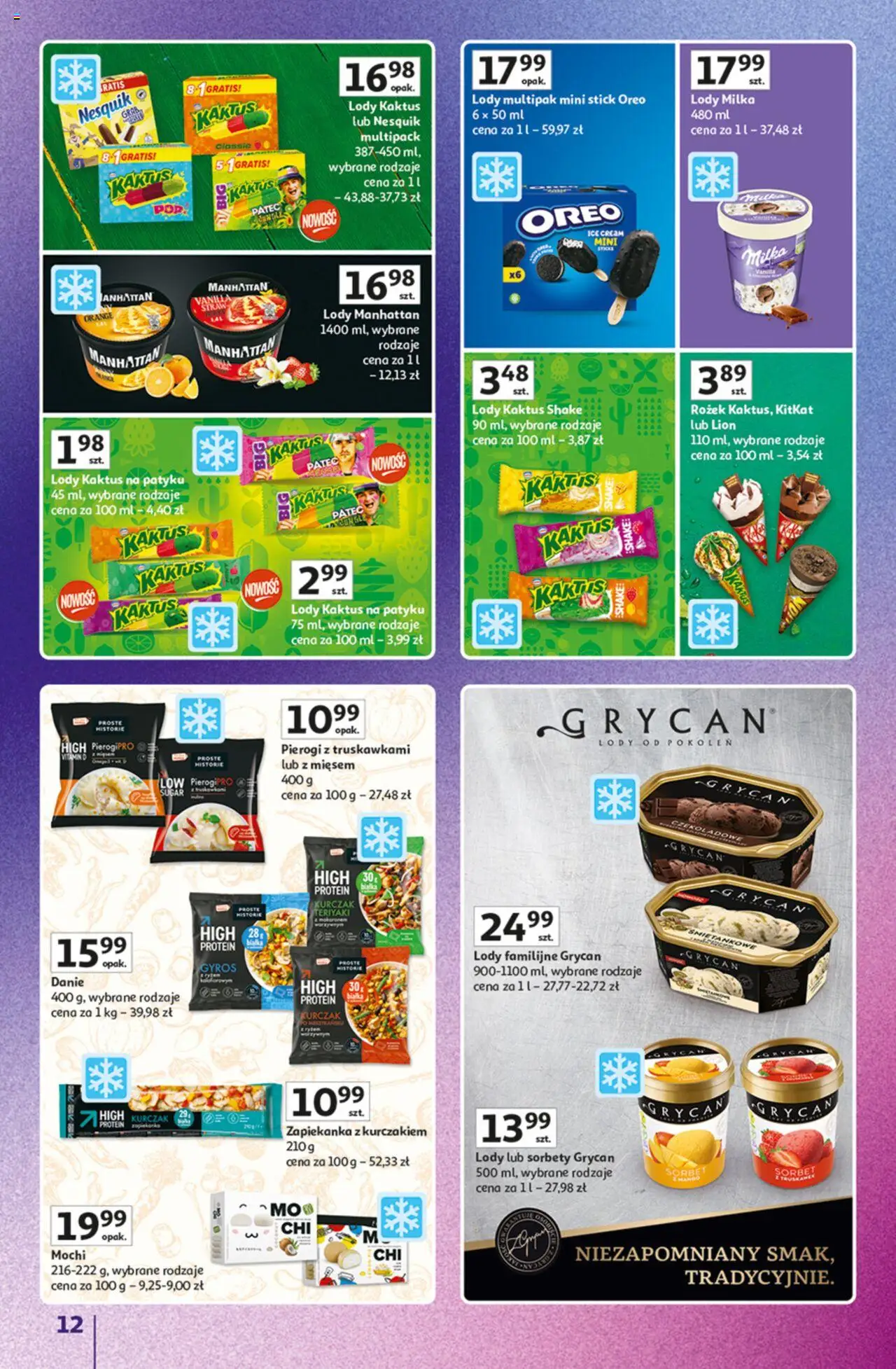 Auchan Gazetka - Znane marki duży wybór Hipermarket od 16.10.2025 | Strona: 12 | Produkty: Mango, Zapiekanka, Milka, Lody