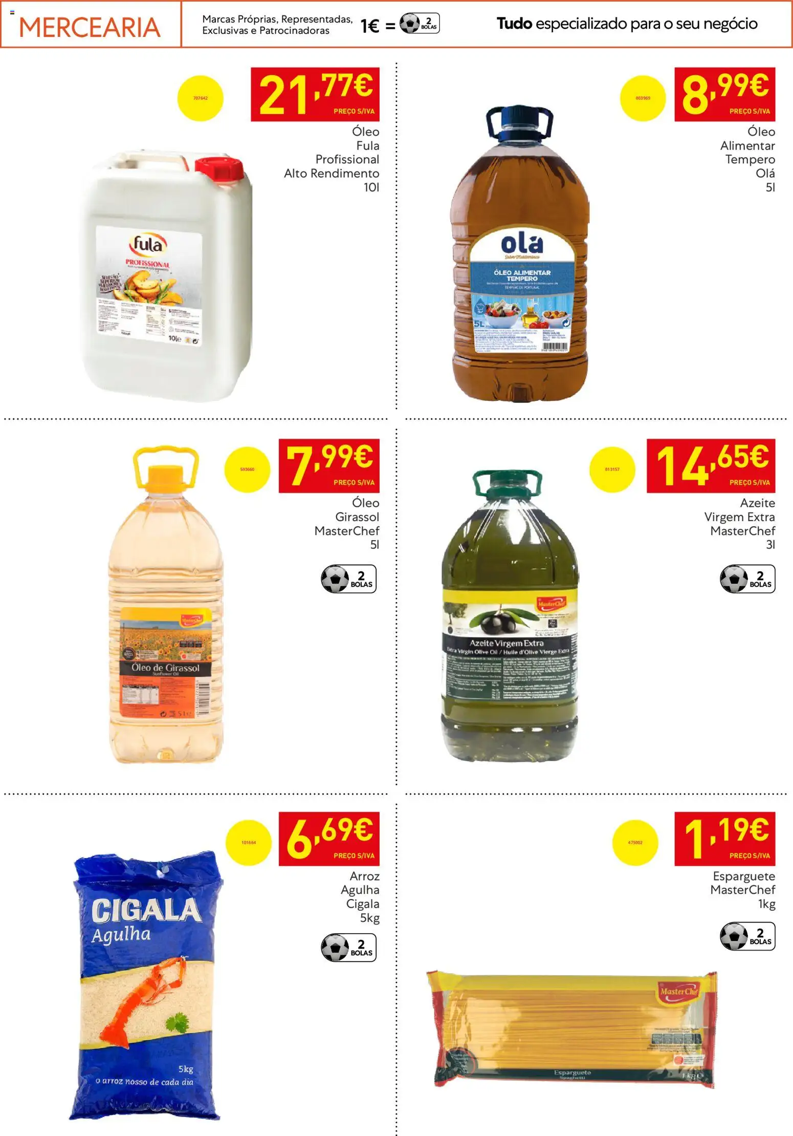 Recheio - Horeca Bons Negócios Madeira │ válido de 07.04.2026 | Página: 23 | Produtos: Esparguete, Azeite, Óleo, Arroz