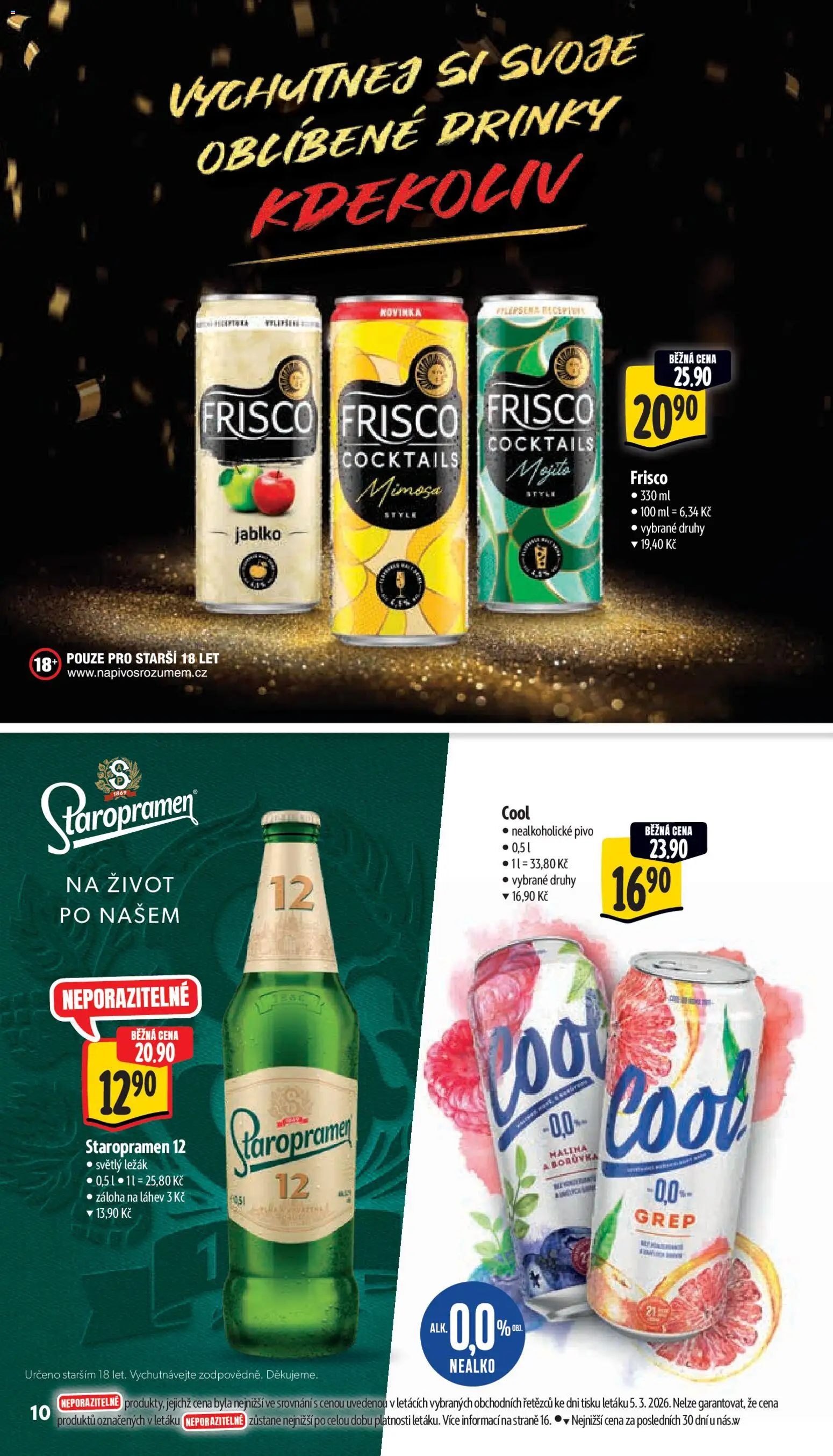 Albert leták - Supermarket od 11.03.2026 | Strana: 16 | Produkty: Staropramen, Pivo, Staropramen 12, Nealkoholické pivo
