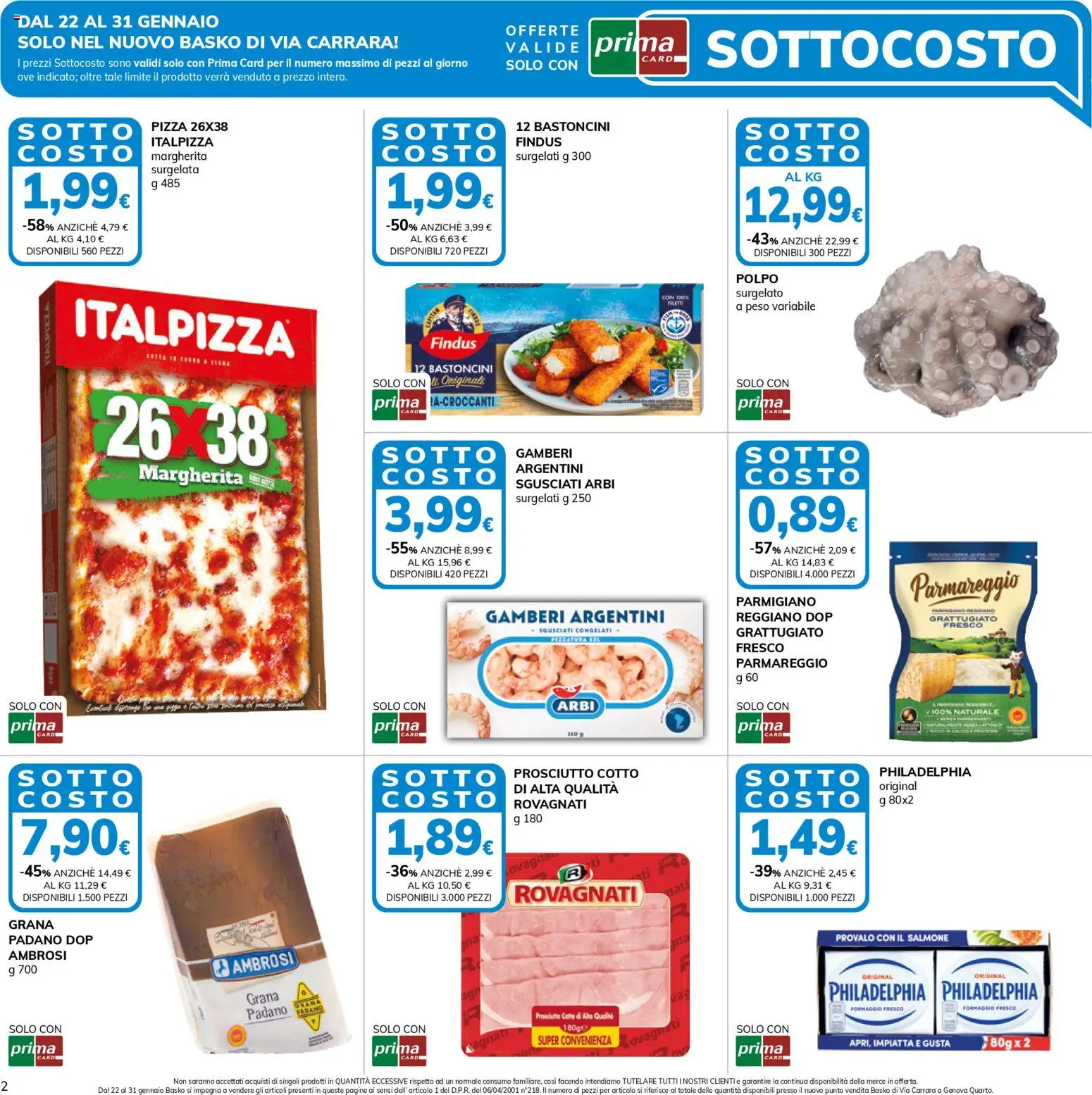 Volantino Basko del 22.01.2026 | Pagina: 2 | Prodotti: Prosciutto Cotto, Pizza, Salmone, Prosciutto