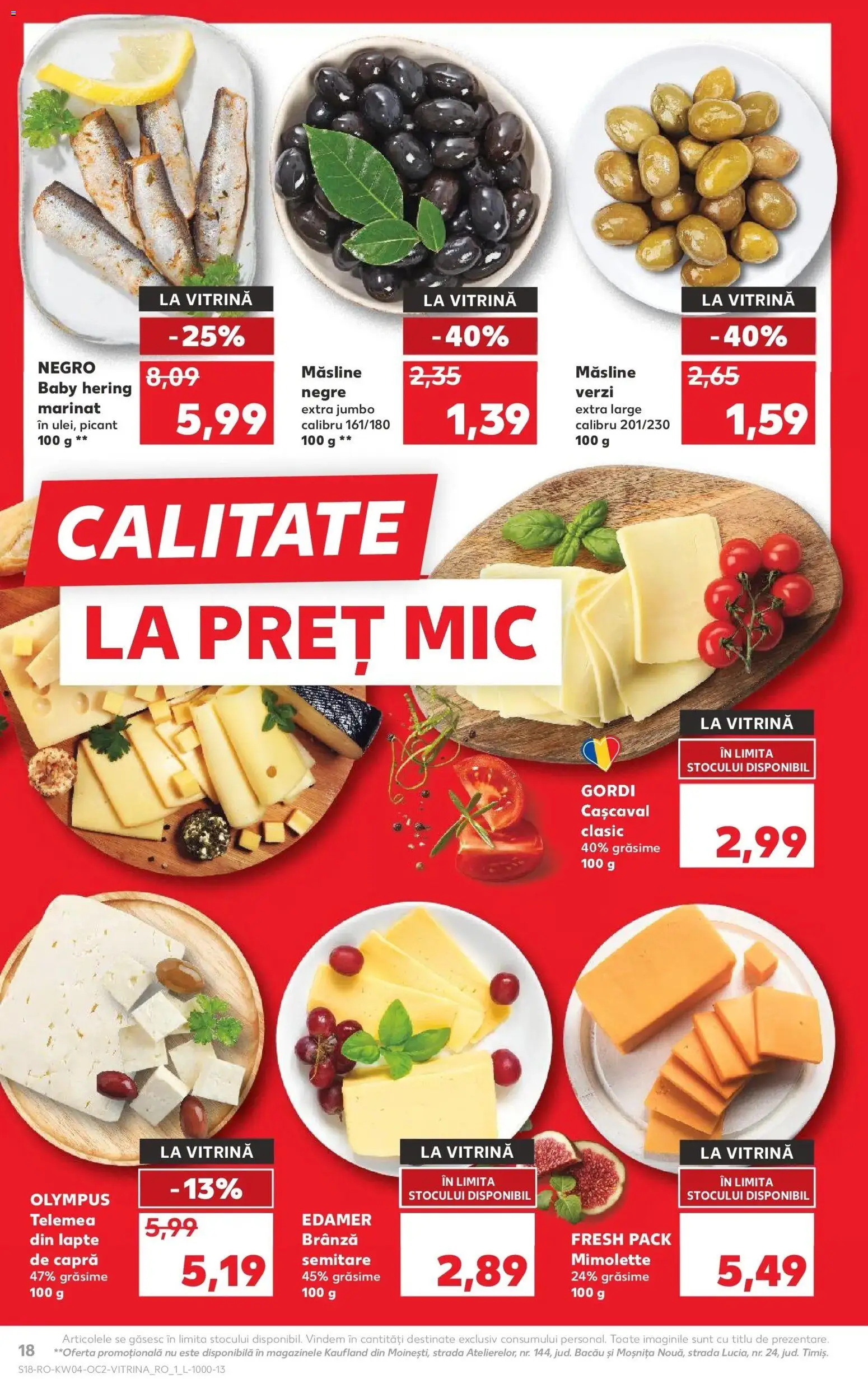 Noul catalog Kaufland – valabil de la 21.01.2026 | Pagină: 18 | Produse: Hijyenik ped, Vitrină, Cașcaval, Lapte
