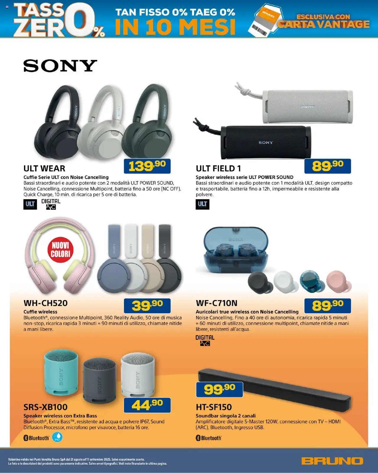 Volantino BRUNO del 21.08.2025 | Pagina: 48 | Prodotti: Auricolari, Soundbar, Acqua, Speaker