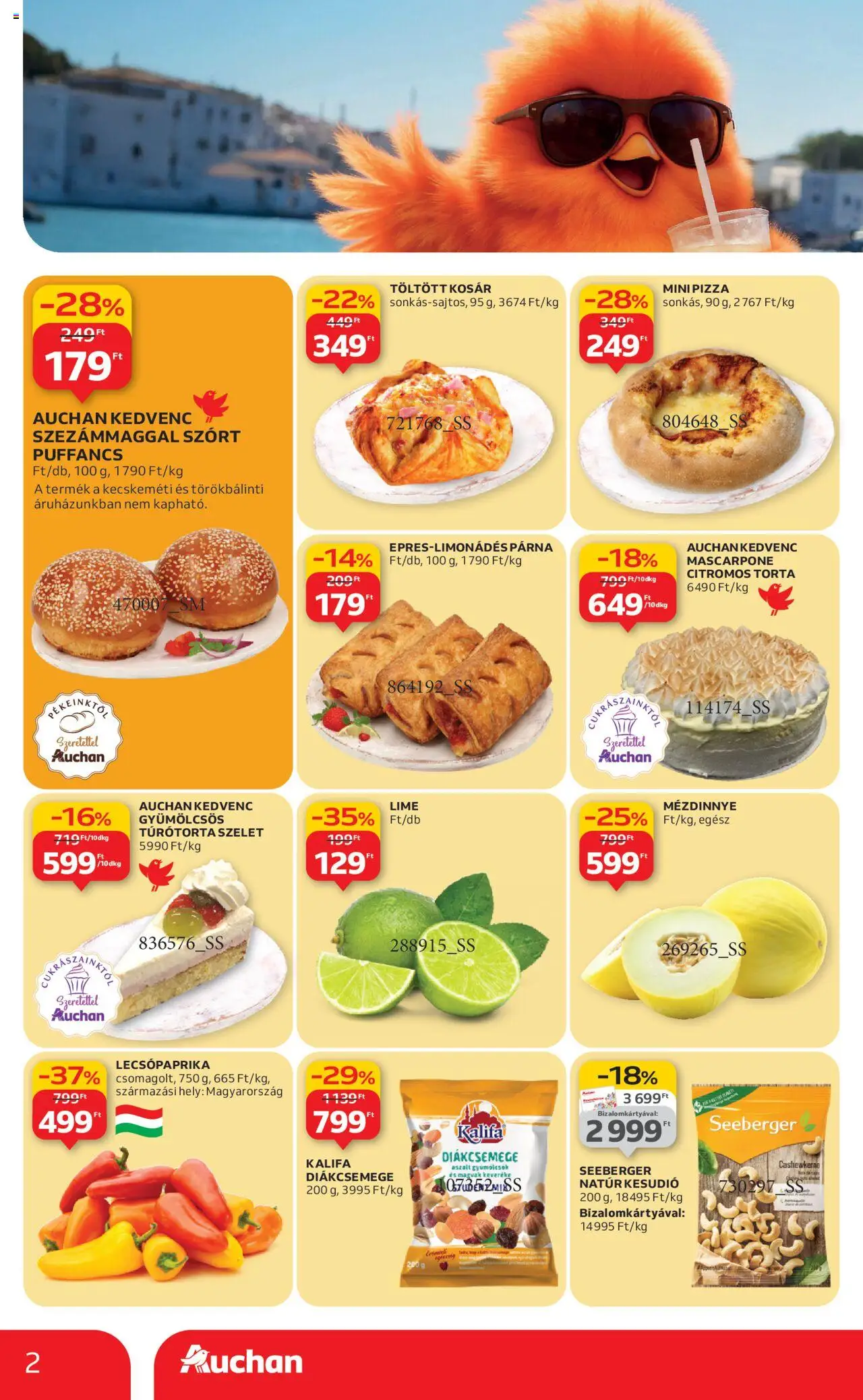 Auchan akciós ujság - amely érvényes a következő dátumtól: 21.08.2025 | Oldal: 2 | Termékek: Kesudió, Diákcsemege, Párna, Mascarpone