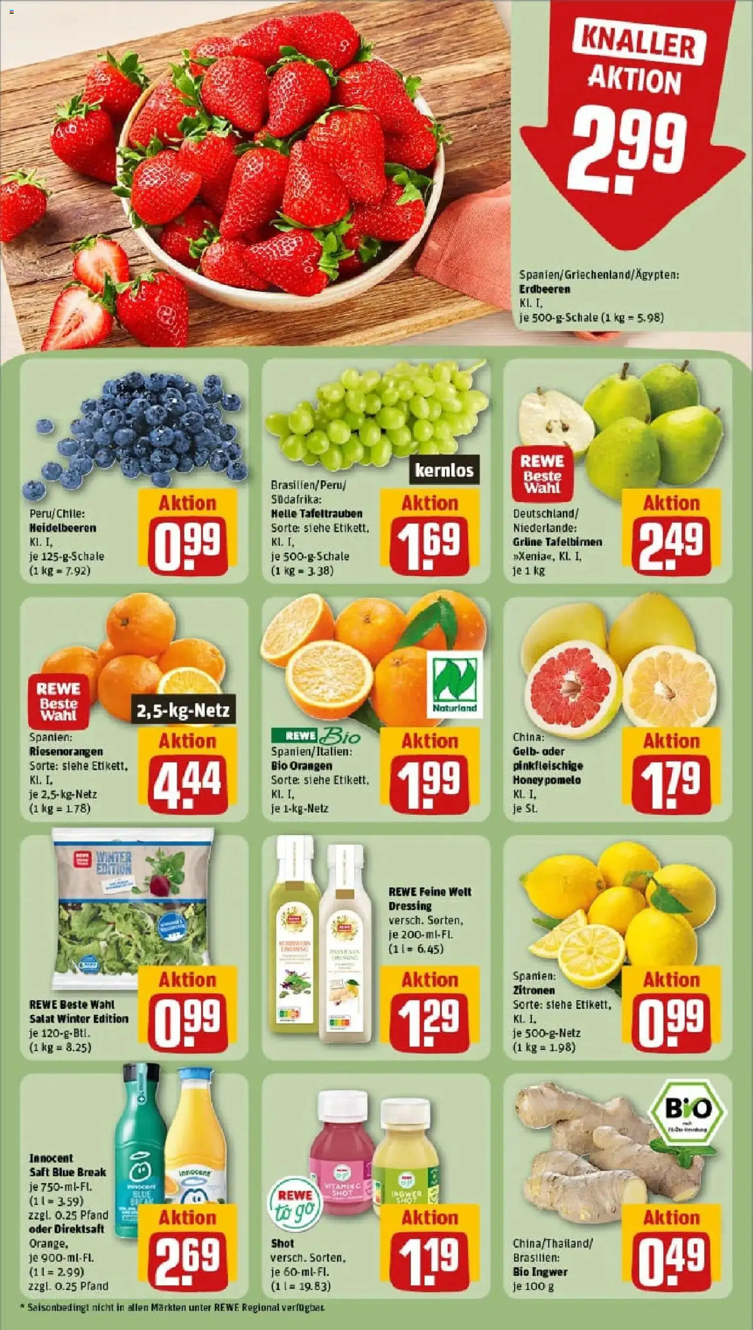 Rewe prospekt Welschbillig	 – gültig ab 26.01.2026 | Seite: 6 | Produkte: Heidelbeeren, Saft, Erdbeeren, Salat