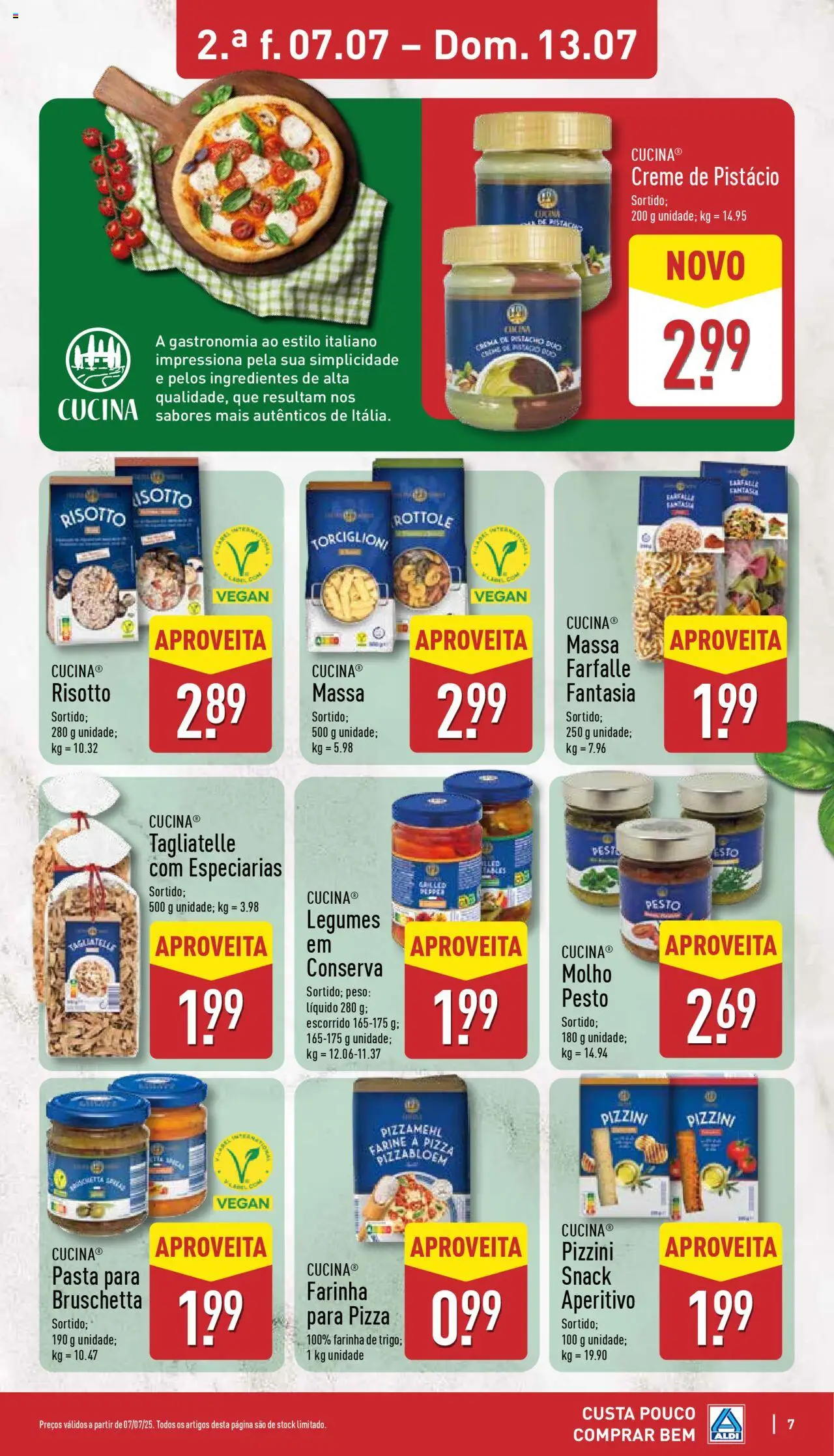 Aldi folheto │ válido de 07.07.2025 | Página: 7 | Produtos: Pizza, Massa, Creme