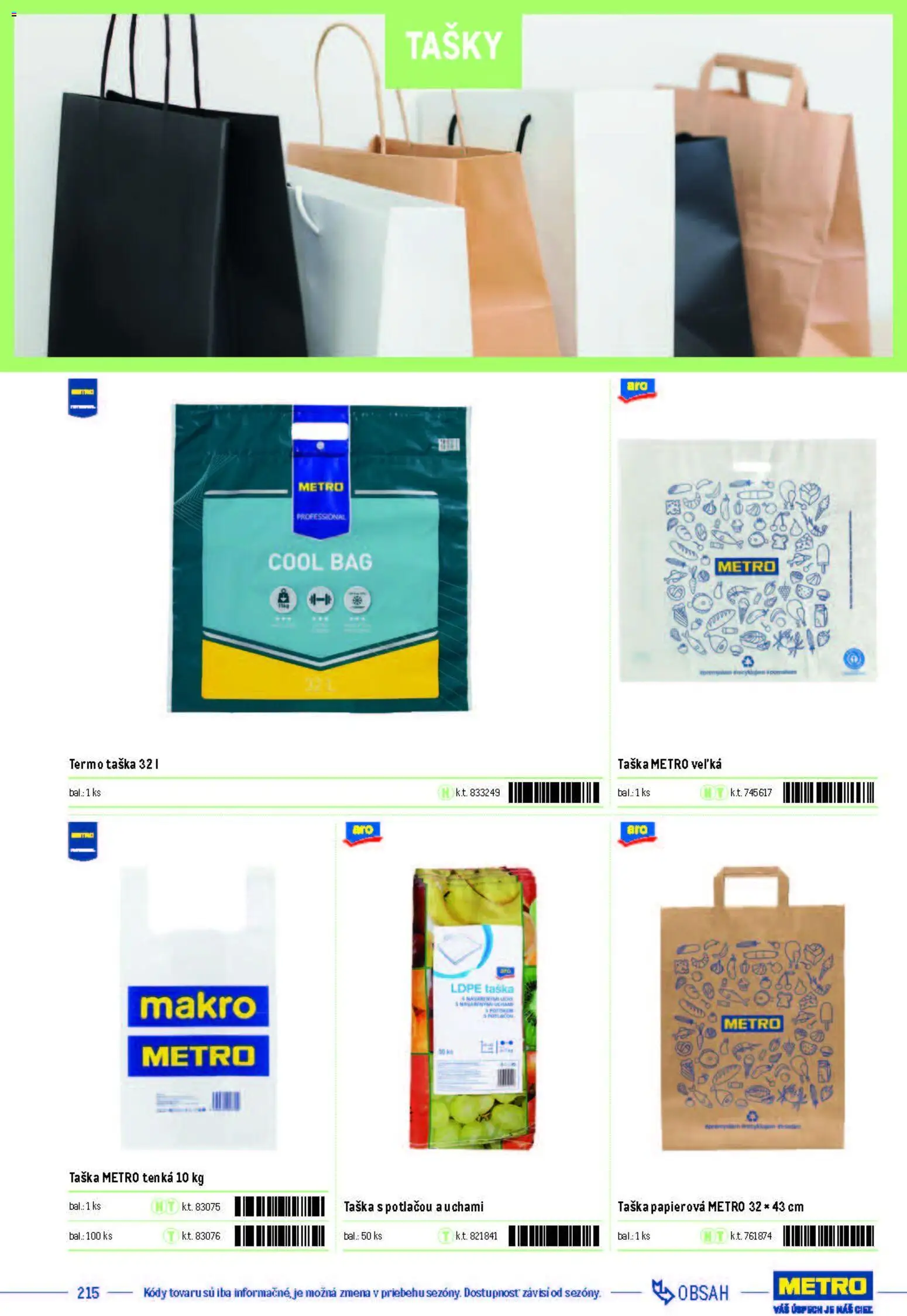 Nové Metro akcie – leták je platný od 05.12.2025 | Strana: 215 | Produkty: Taška