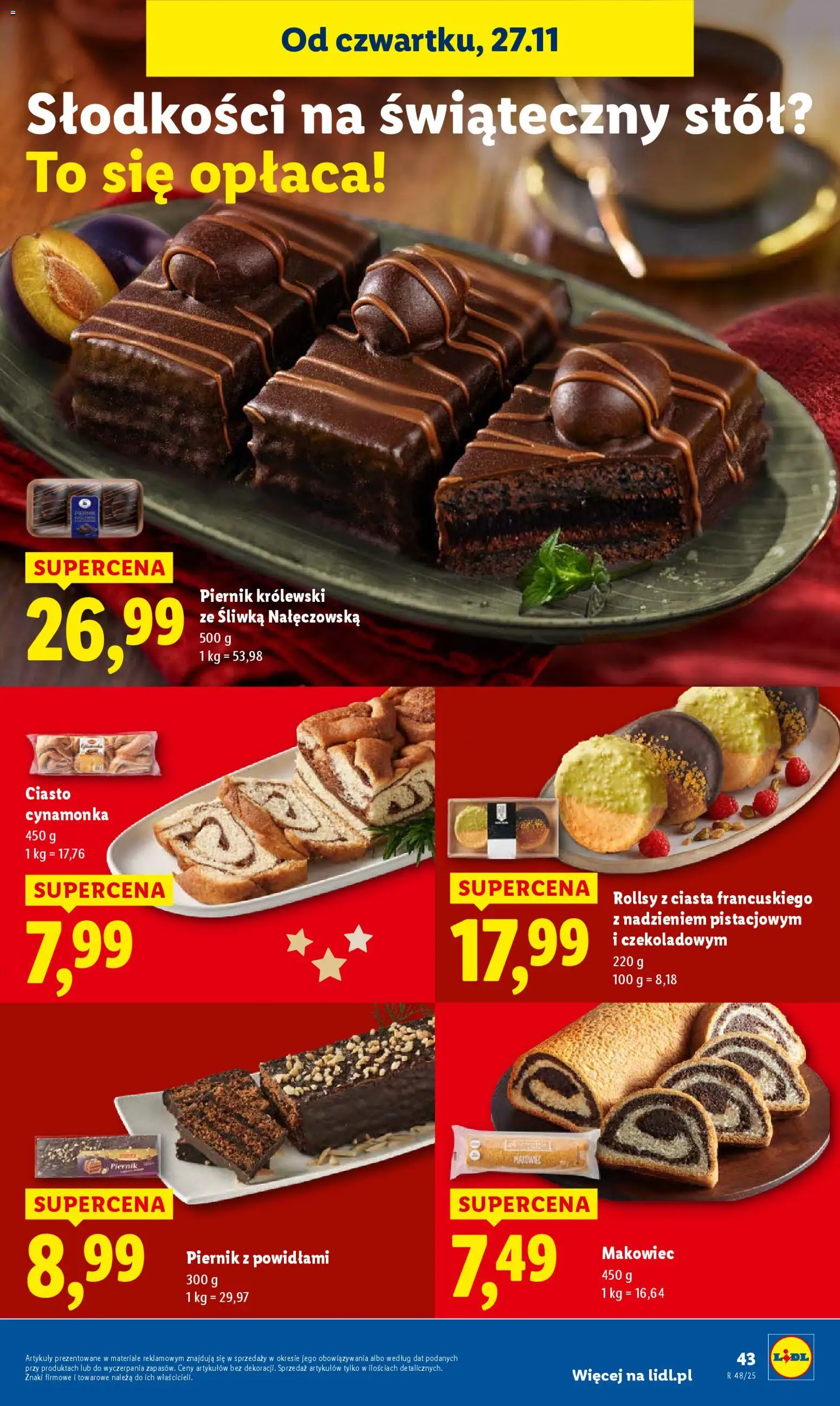 Lidl Black Friday od 27.11.2025 | Strona: 43 | Produkty: Śliwka nałęczowska, Ciasto, Piernik, Stół