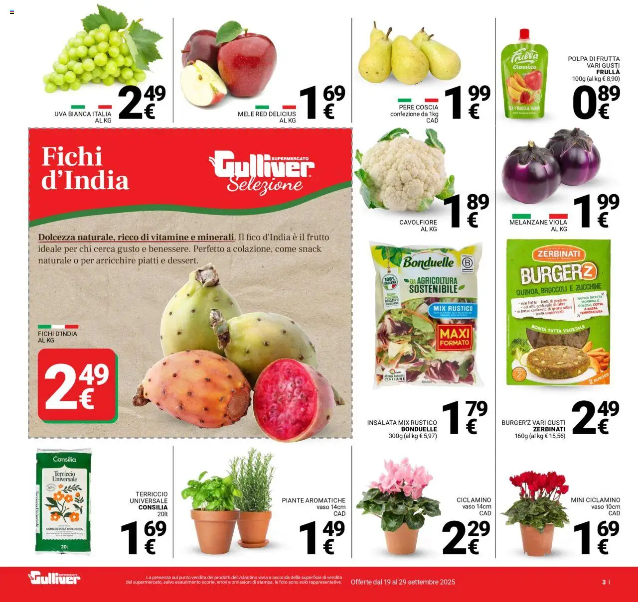 Volantino Gulliver del 19.09.2025 | Pagina: 3 | Prodotti: Mele, Insalata, Frutta, Cavolfiore