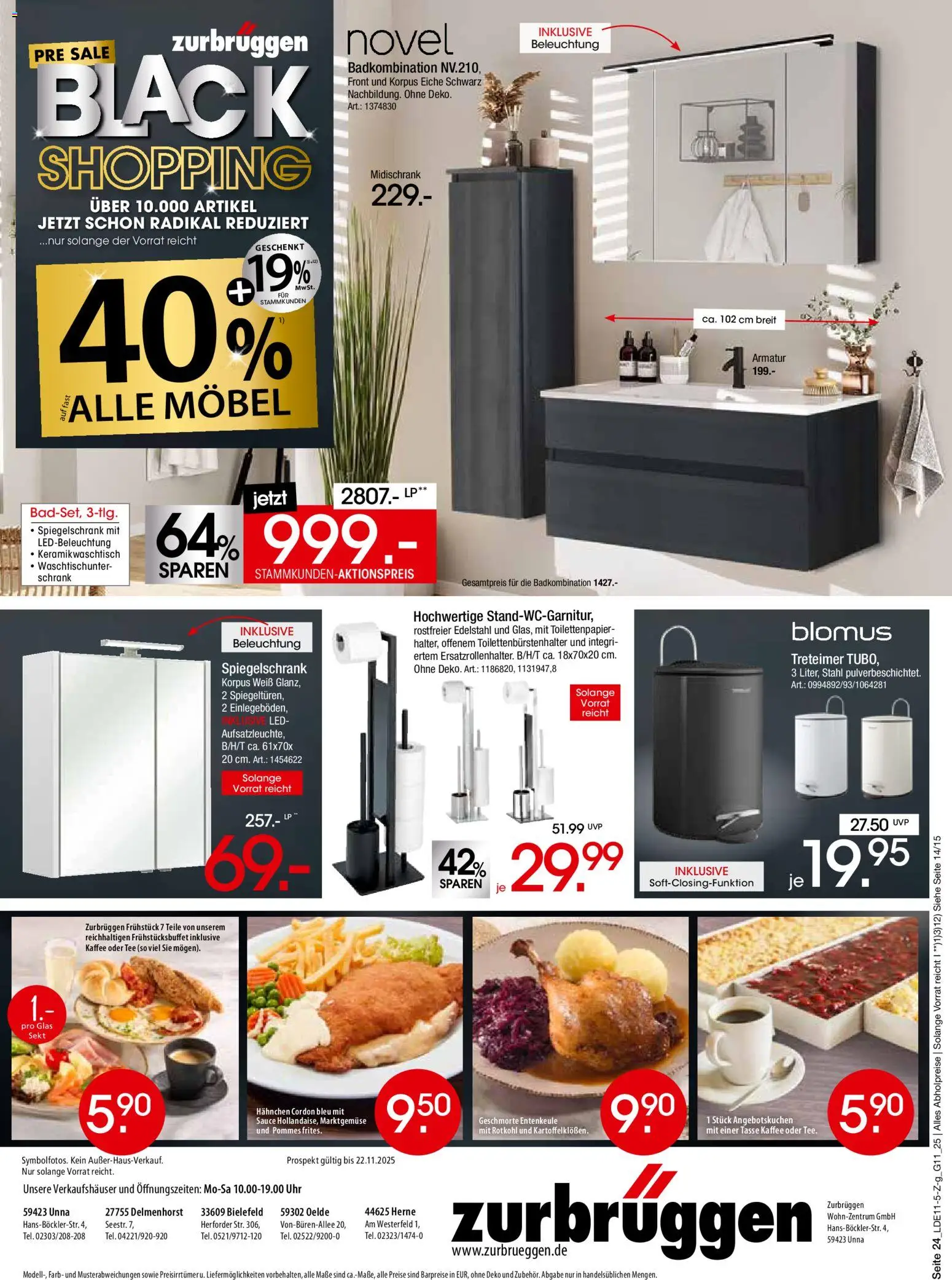 Zurbrüggen - Black Friday – gültig ab 08.11.2025 | Seite: 44 | Produkte: Pommes, Spiegelschrank, Midischrank, Toilettenpapier