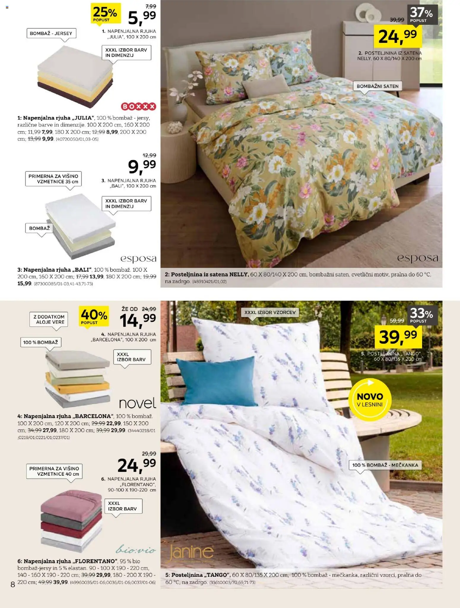 Novi XXXL Lesnina katalog ponudbe – veljaven od 16.03.2026 | Stran: 8 | Izdelki: Posteljnina, Rjuha