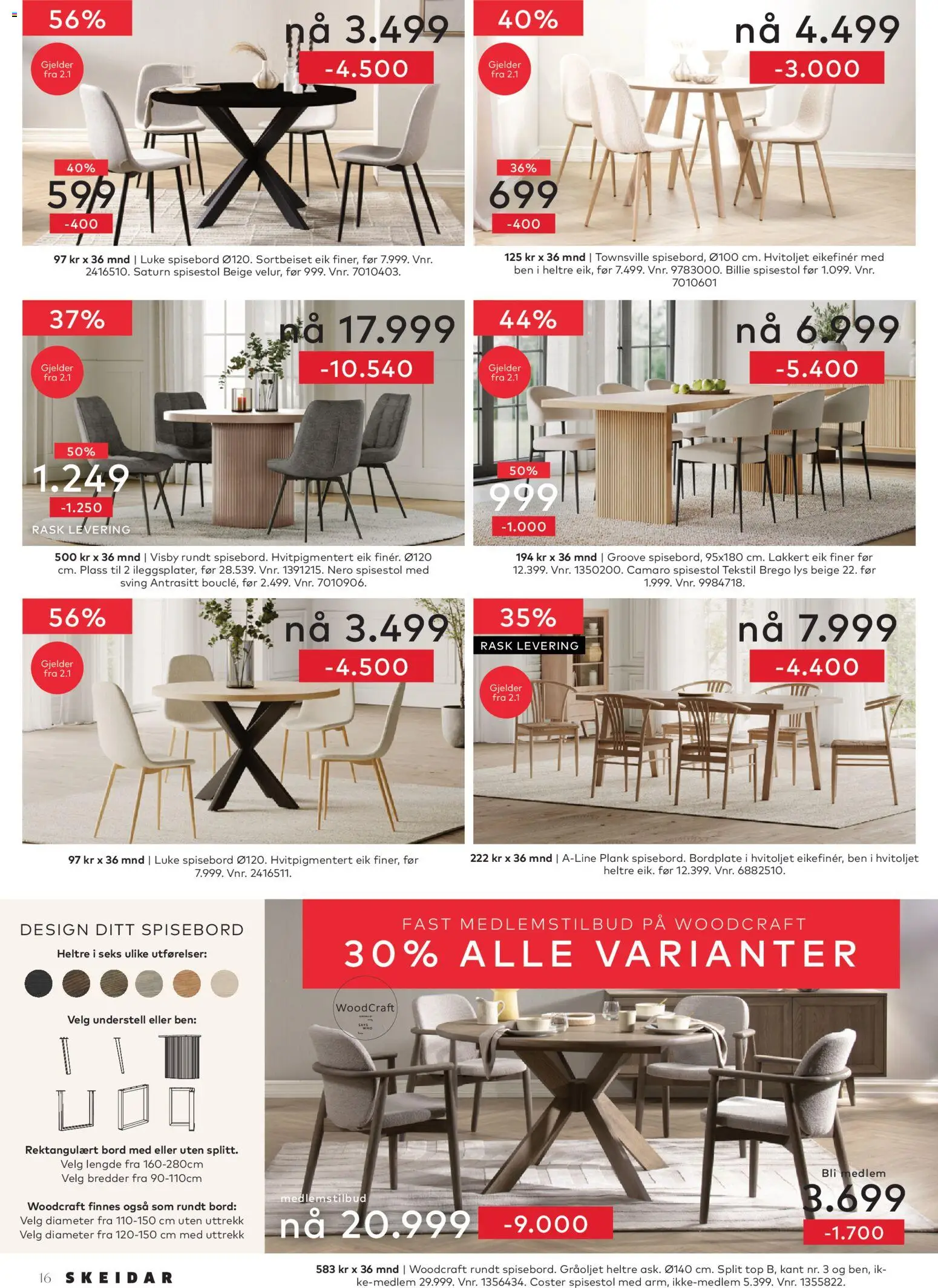 {H1} | Side: 16 | Produkter: Spisebord, Spisestol, Lys, Bord