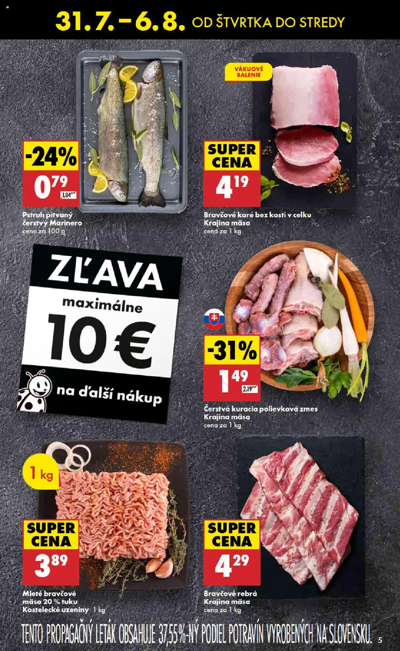 Biedronka leták │ platný od 31.07.2025 | Strana: 5 | Produkty: Pstruh, Bravčové karé