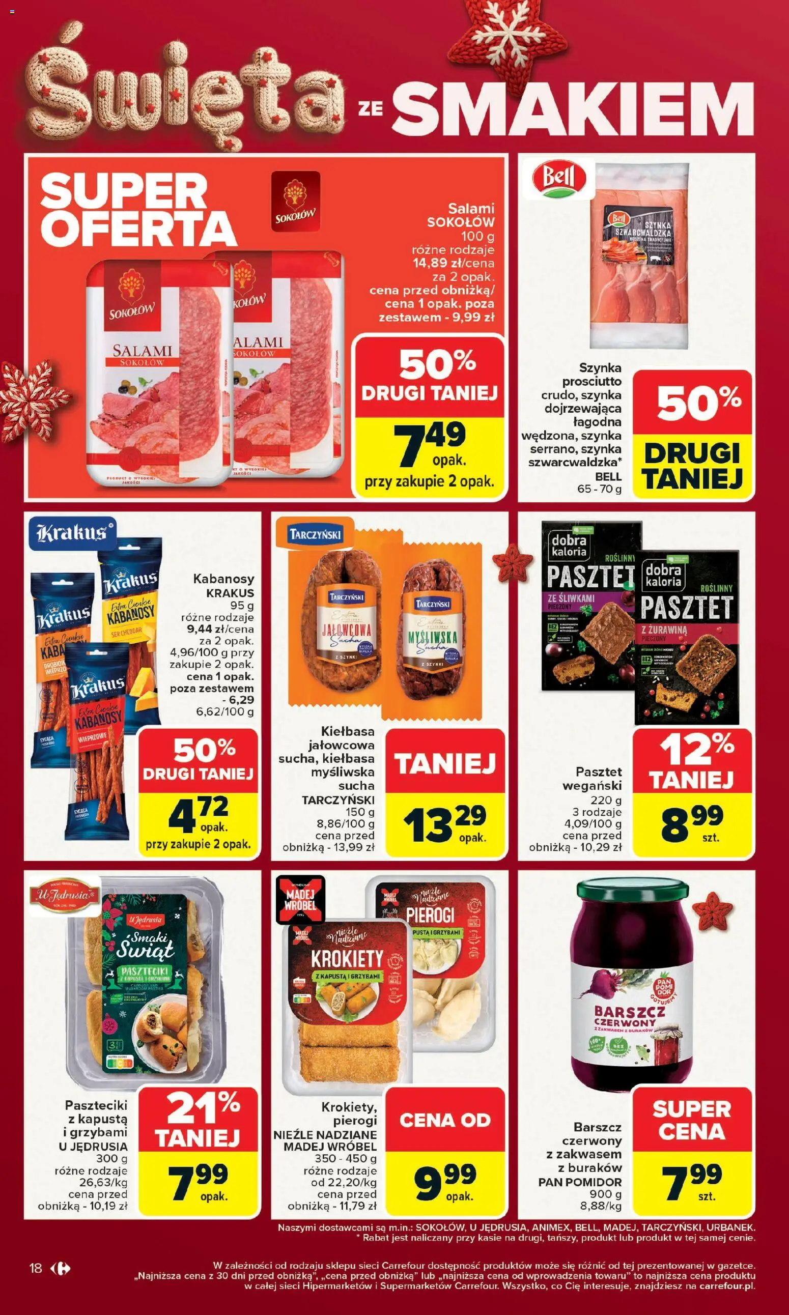 Carrefour Gazetka od 15.12.2025 | Strona: 22 | Produkty: Kiełbasa, Szynka, Ser, Cheddar