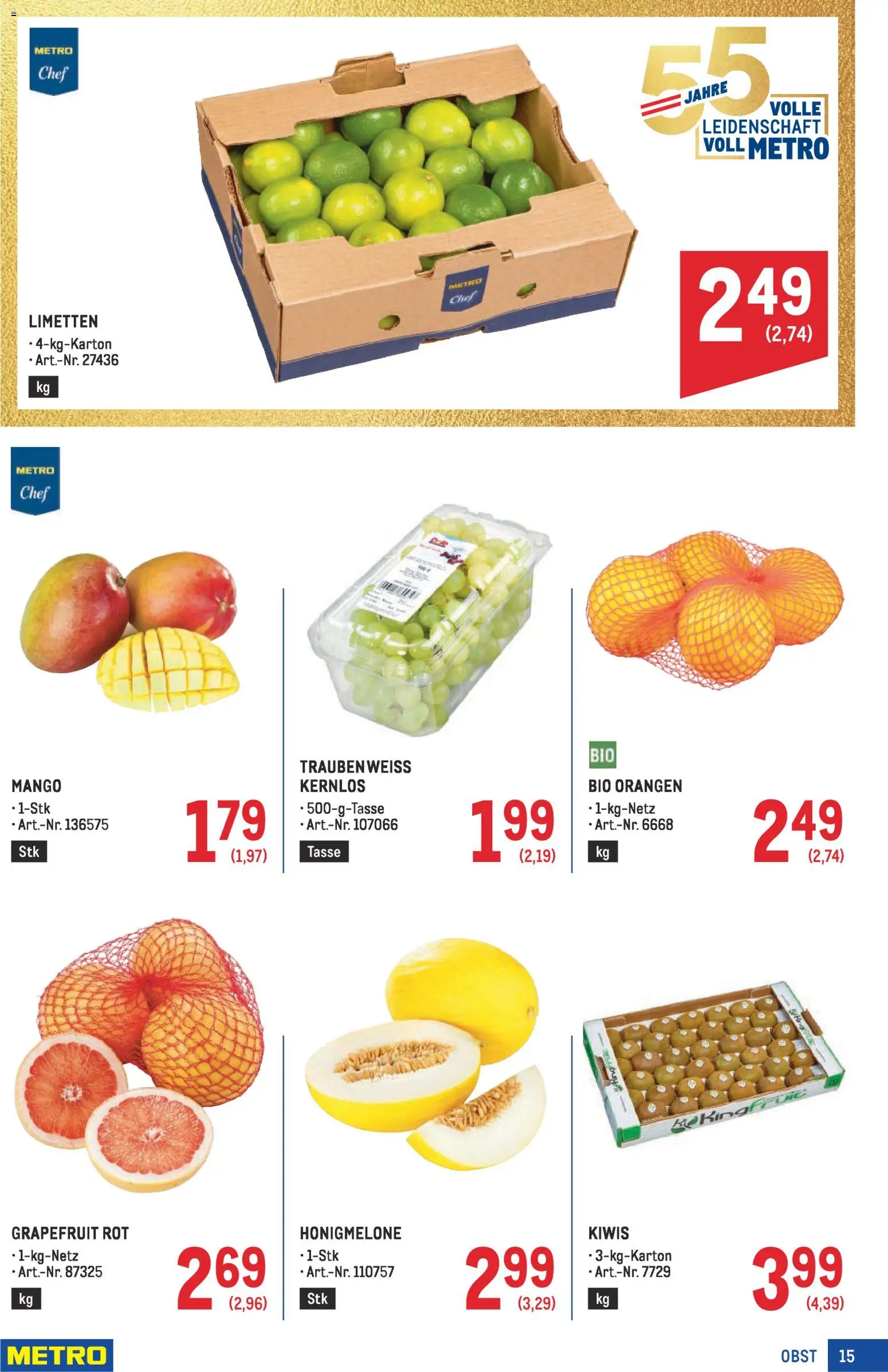 Metro angebote Profi gültig ab 16.04.2026 | Seite: 15 | Produkte: Grapefruit, Mango, Orangen