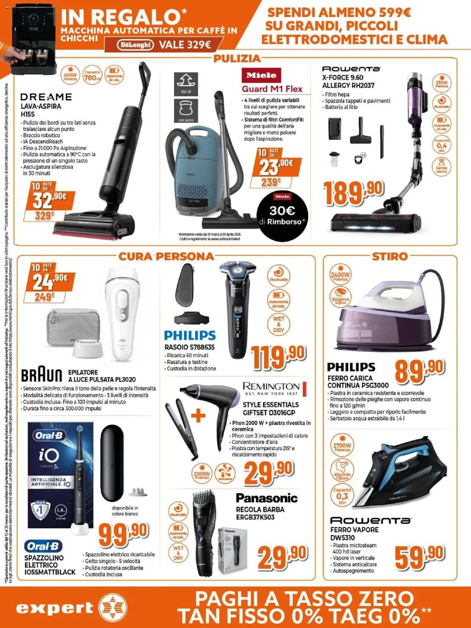 Volantino Expert del 12.03.2026 | Pagina: 15 | Prodotti: Rasoio, Caffè, Epilatore, Spazzolino elettrico