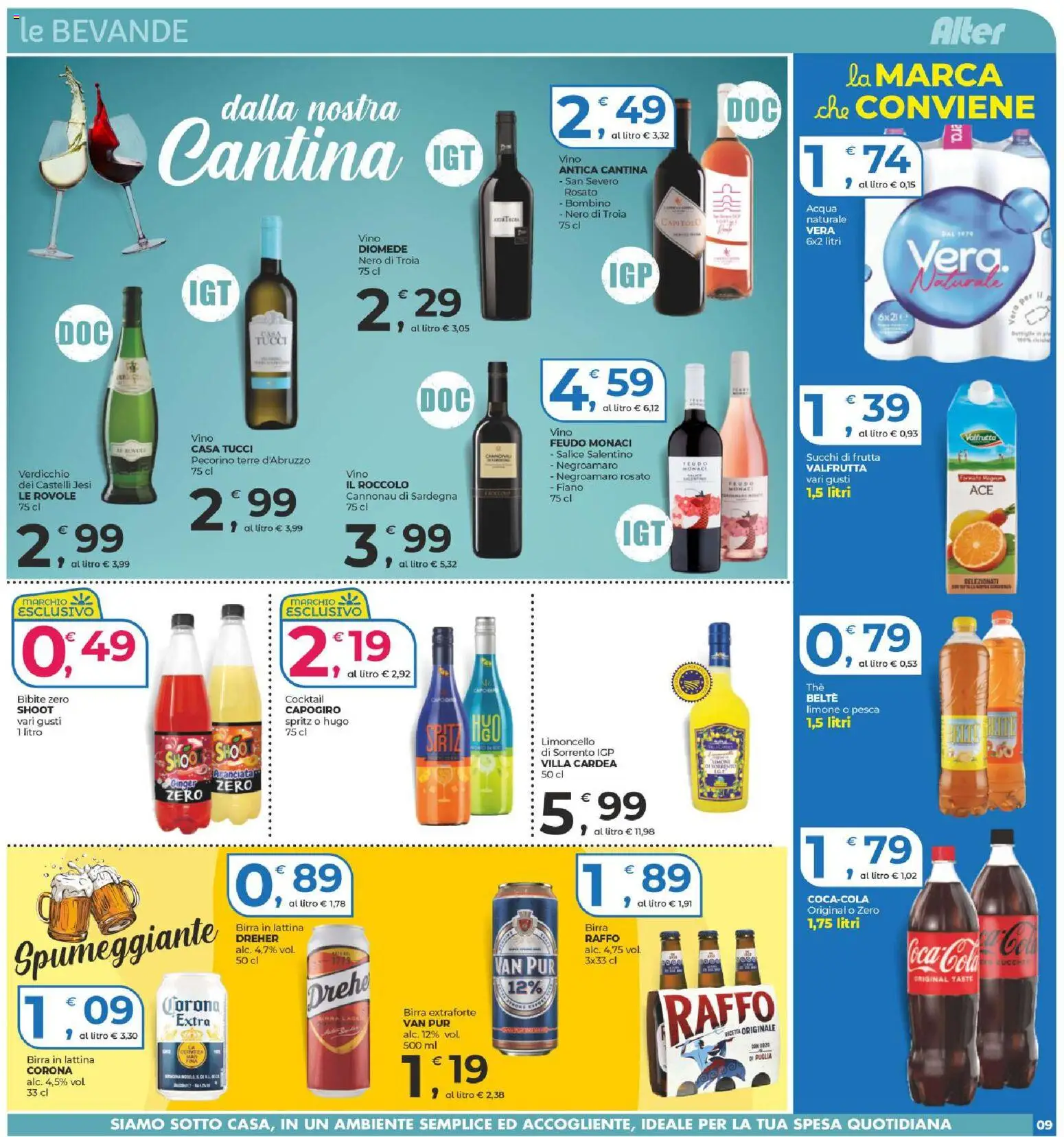 Volantino Alter Discount del 25.03.2026 | Pagina: 9 | Prodotti: Birra, Vino, Limoncello, Coca Cola