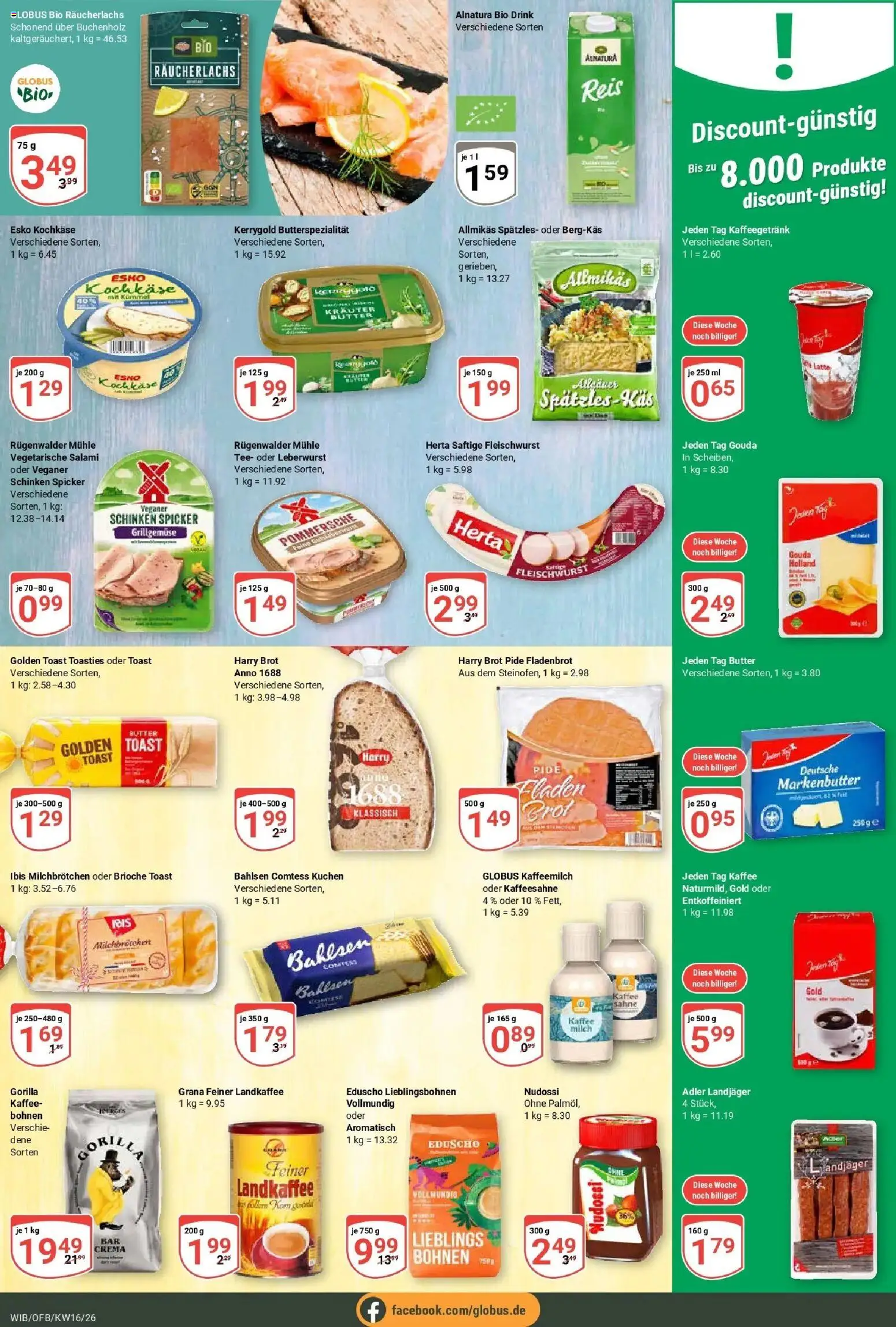 Globus Prospekt Wiesbaden-Nordenstadt	 – gültig ab 12.04.2026 | Seite: 13 | Produkte: Milch, Toast, Tee, Eduscho