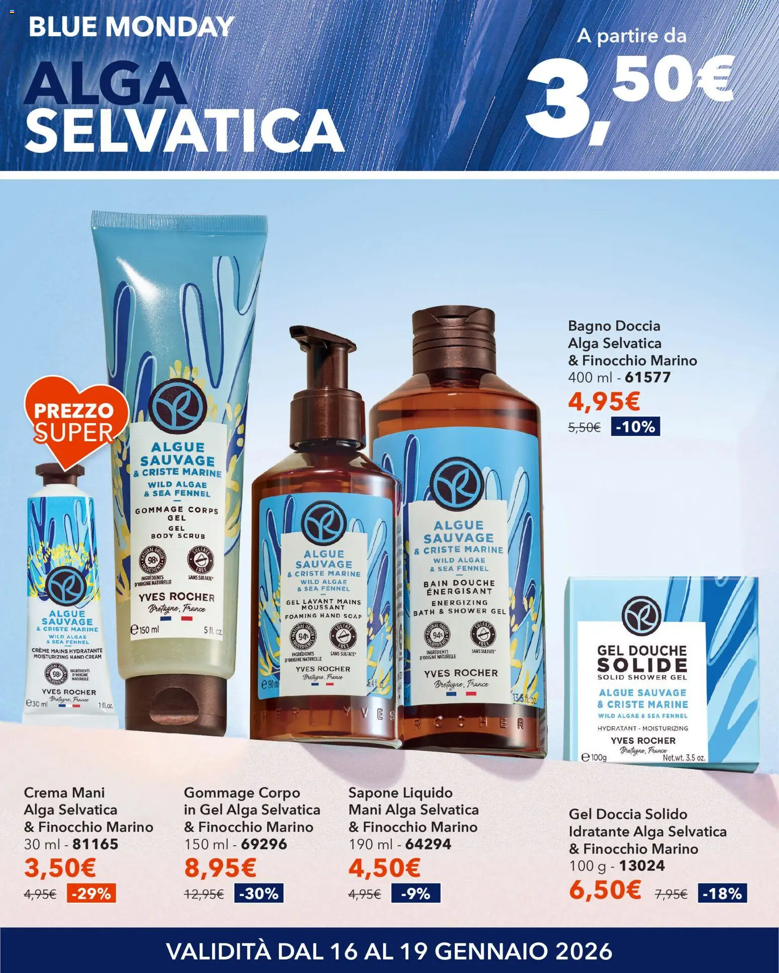 Volantino Yves Rocher del 16.01.2026 | Pagina: 11 | Prodotti: Sapone, Scrub, Bagno, Doccia