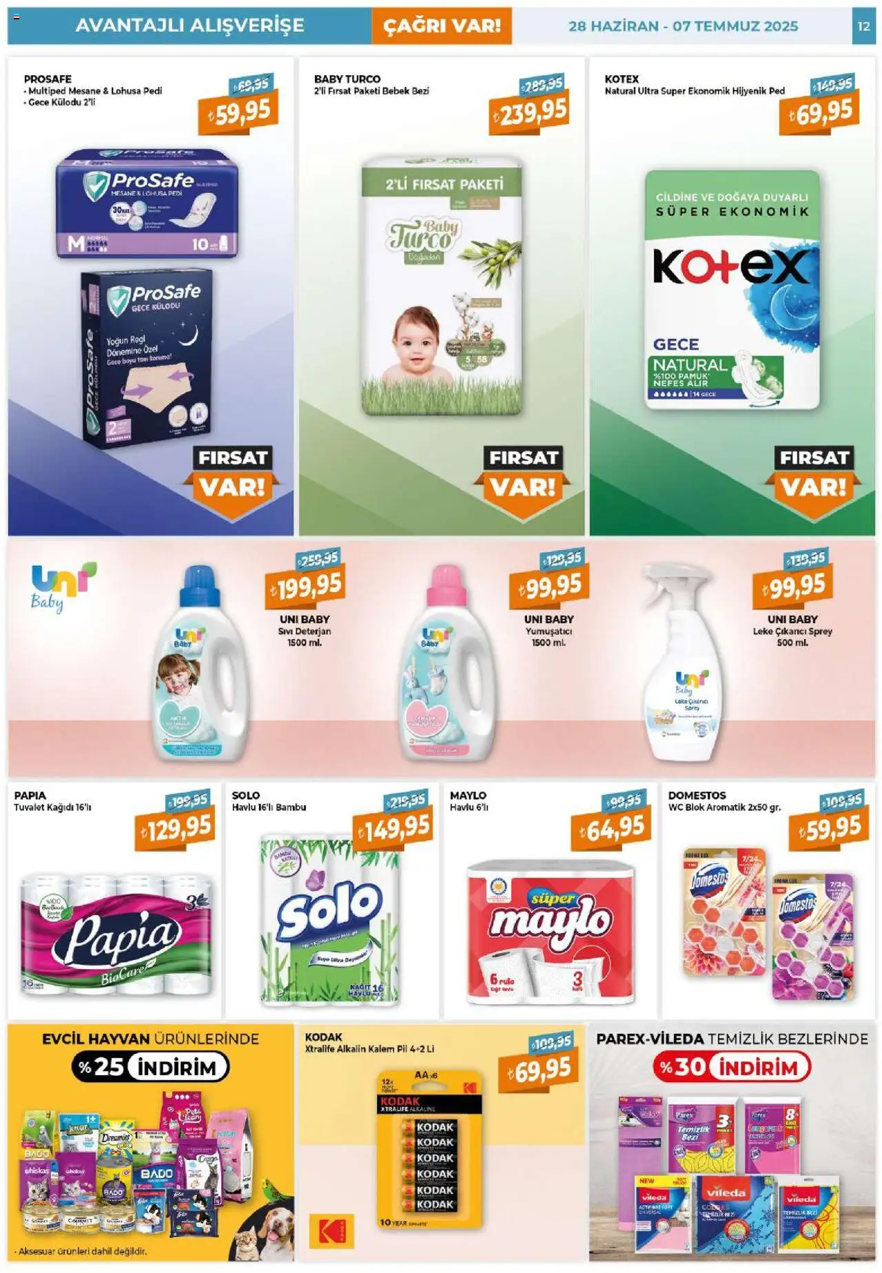 Çağrı Market Katalog - 28.06.2025 tarihinden itibaren geçerlidir | Sayfa: 12 | Ürünler: Yumuşatıcı, Leke çıkarıcı, Deterjan, Tuvalet kağıdı