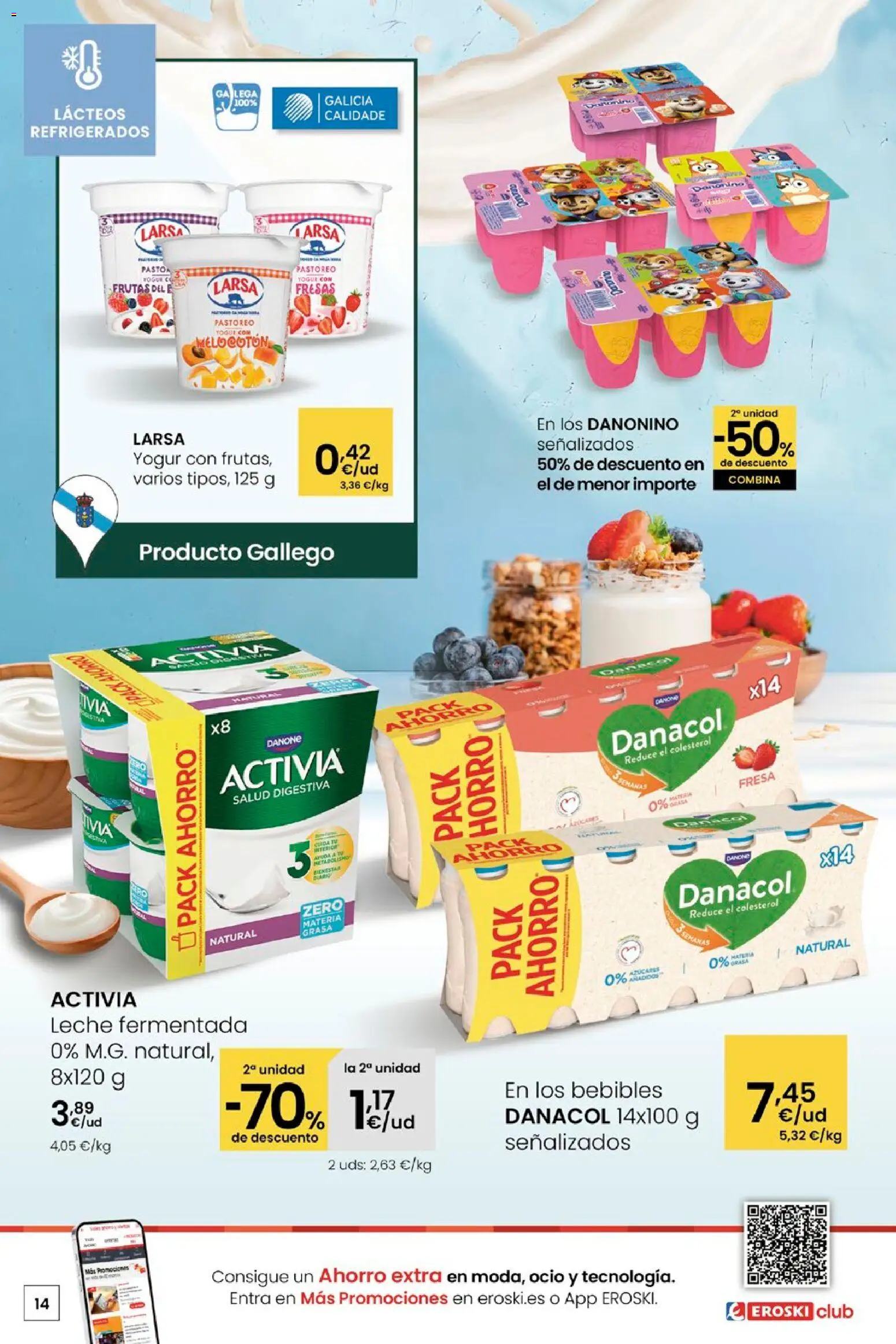 Eroski - Quen ben te quere farache aforrar │ válido desde el 15.01.2026 | Página: 14 | Productos: Leche, Yogur, Fresas