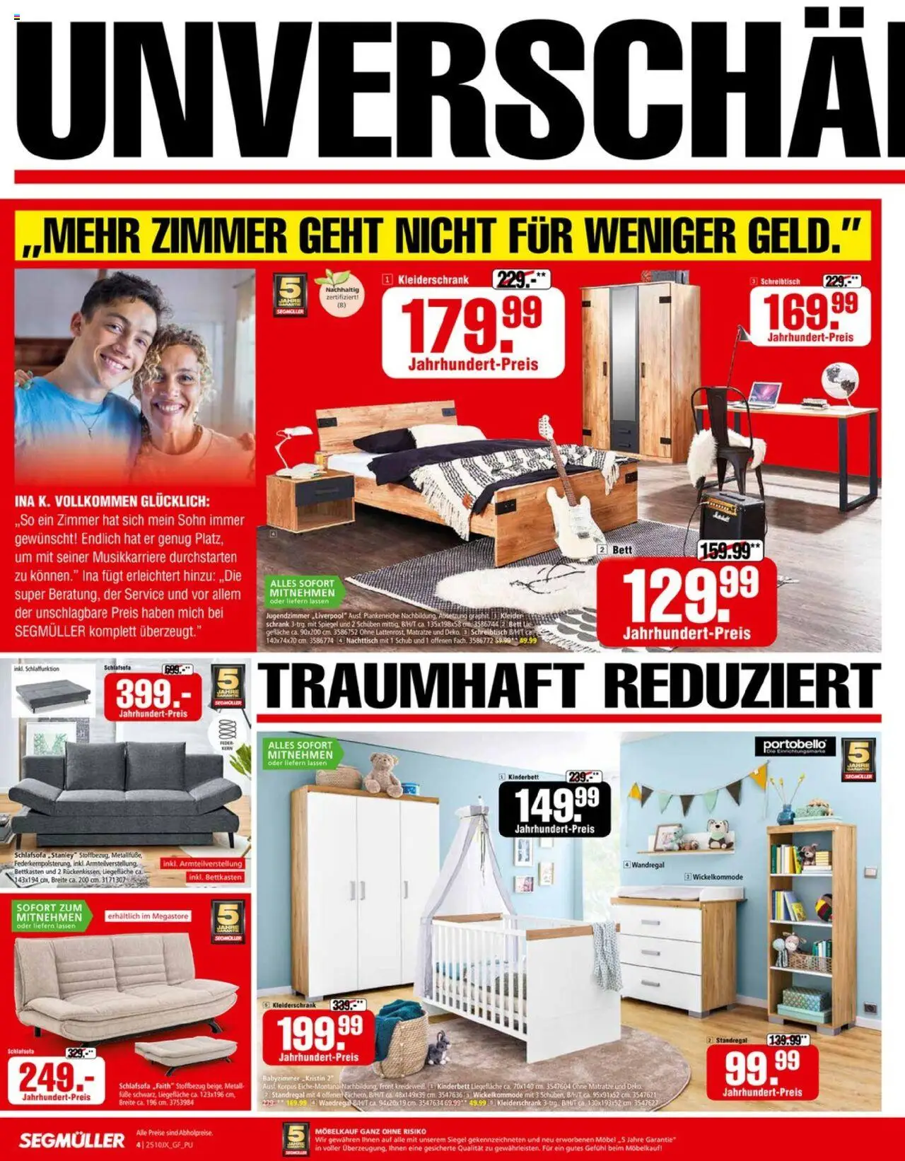 Segmüller Prospekt 	 – gültig ab 04.10.2025 | Seite: 4 | Produkte: Schlafsofa, Wandregal, Nachttisch, Spiegel