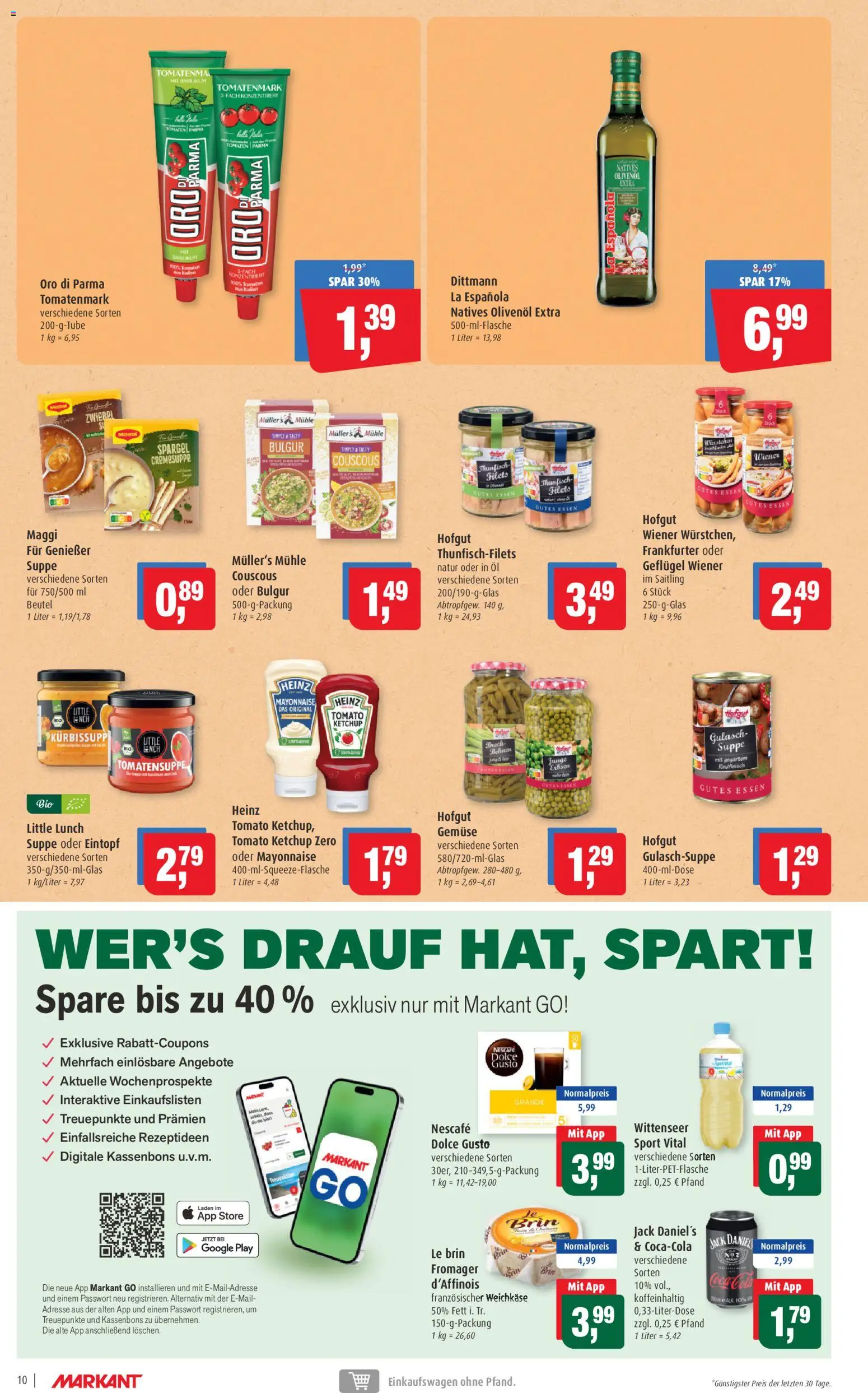 Markant Prospekt 	 – gültig ab 09.03.2026 | Seite: 10 | Produkte: Nescafe, Tomaten, Mayonnaise, Rindfleisch