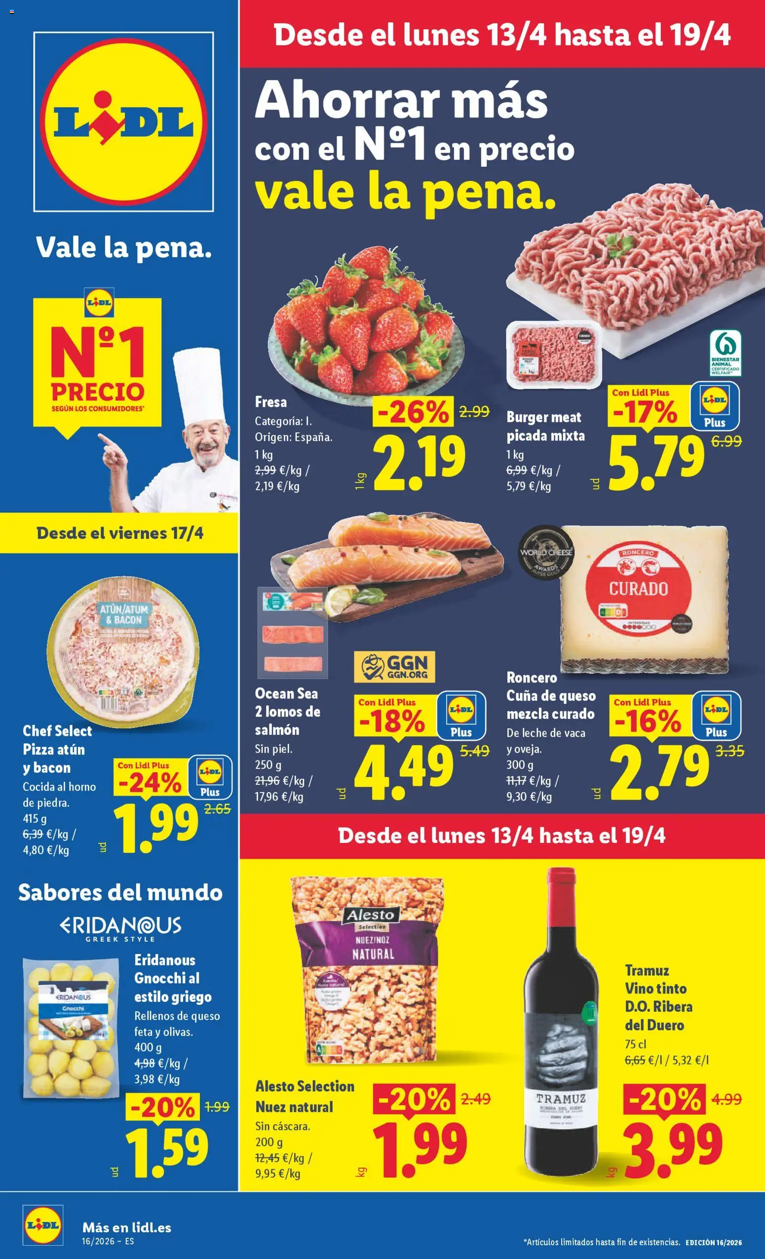 Lidl folleto │ válido desde el 13.04.2026 | Página: 1 | Productos: Queso, Pizza, Vino, Cuna