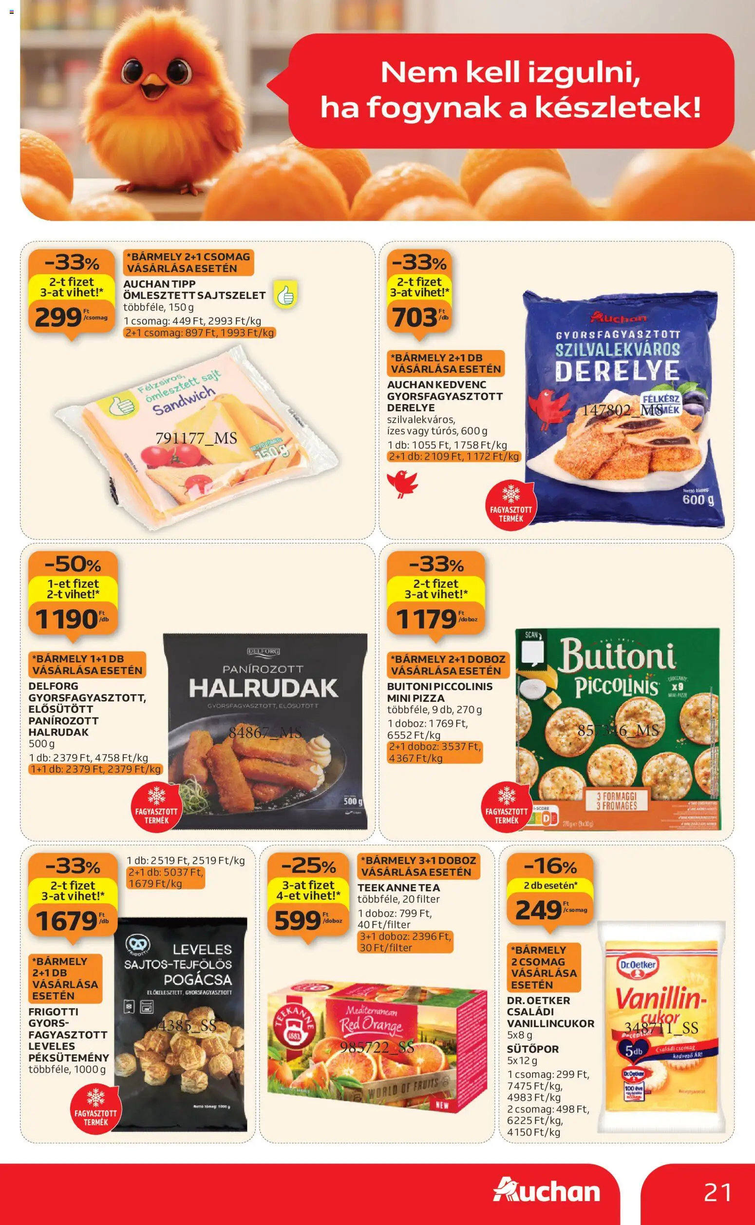 Auchan akciós ujság - amely érvényes a következő dátumtól: 08.01.2026 | Oldal: 21 | Termékek: Vanillincukor, Doboz, Sajt, Tea