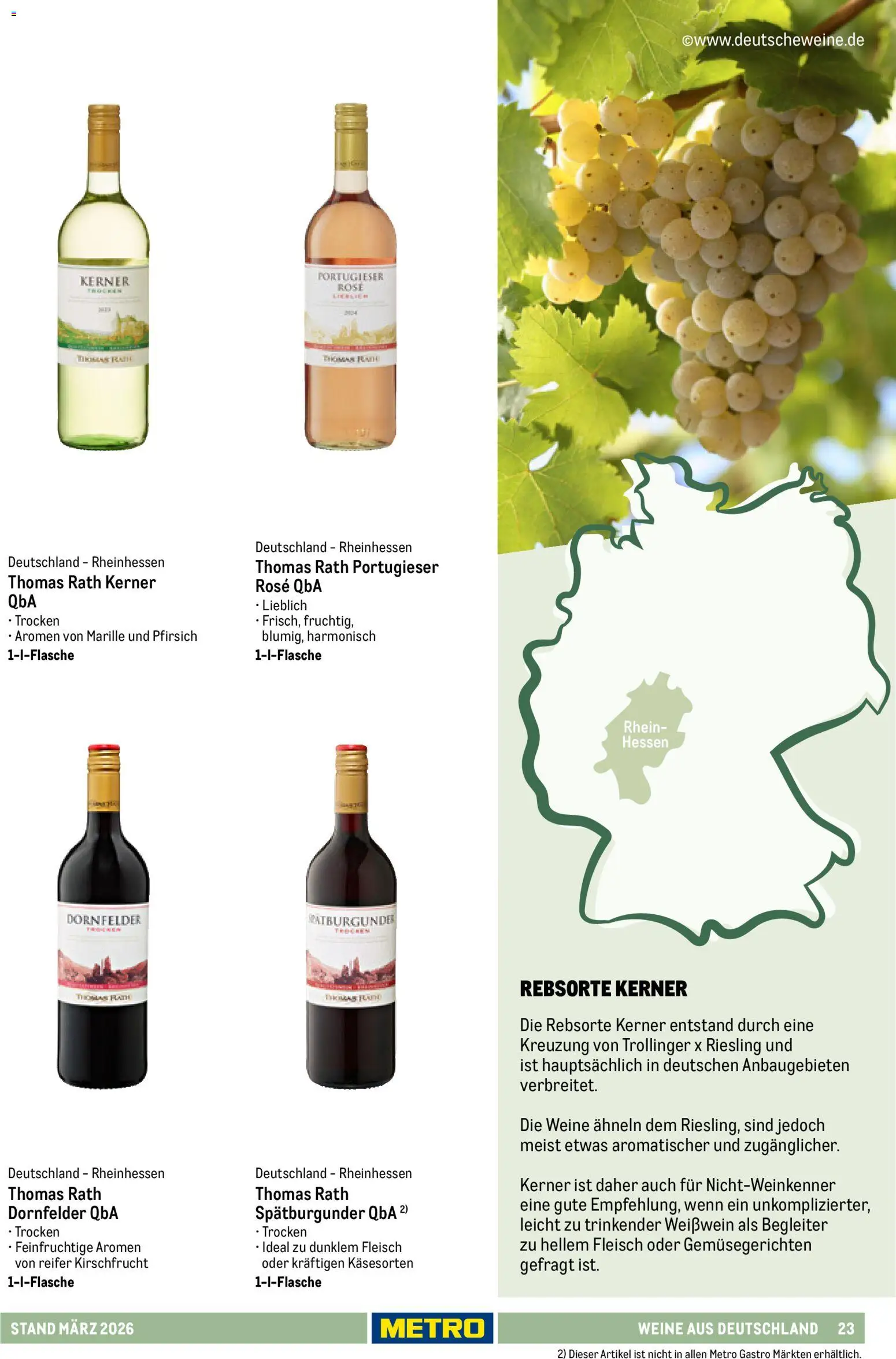 Metro Hauswein-Katalog – gültig ab 03.03.2026 | Seite: 23 | Produkte: Weißwein, Pfirsich, Fleisch