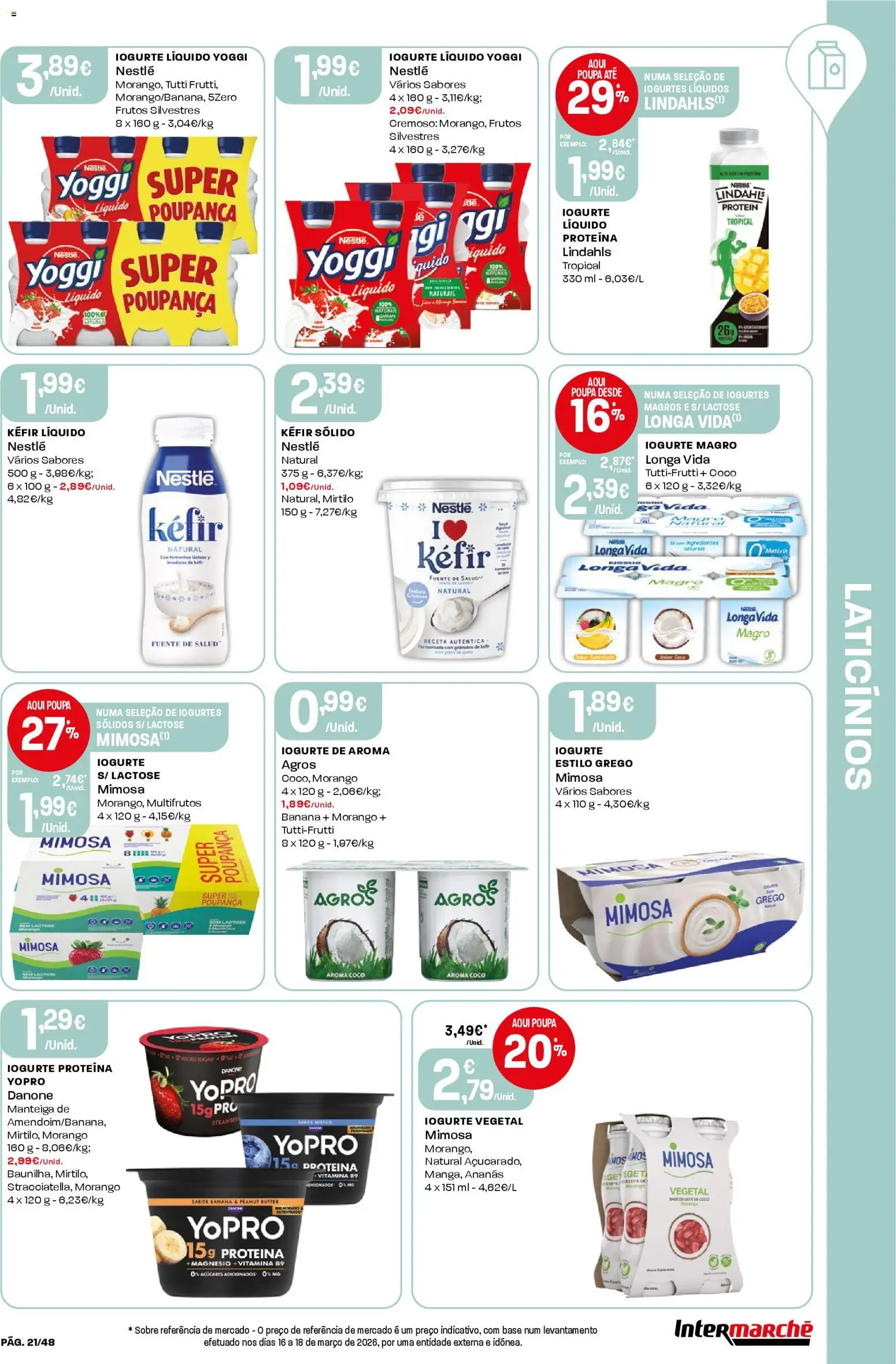 Intermarché folheto │ válido de 23.04.2026 | Página: 21 | Produtos: Banana, Iogurtes, Manteiga, Iogurte liquido