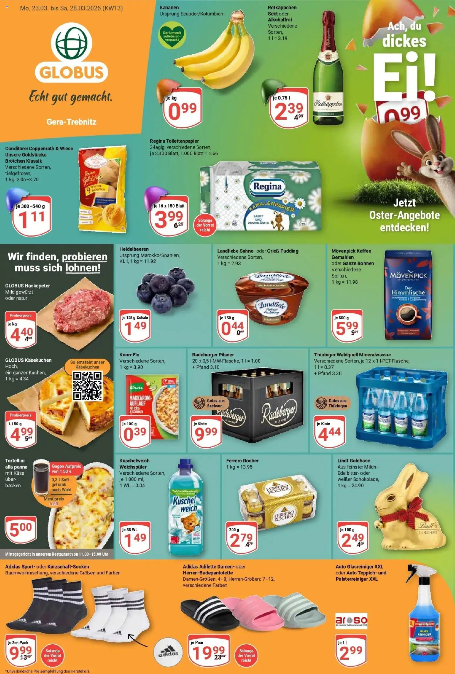 Globus prospekt Gera	 – gültig ab 23.03.2026 | Seite: 1 | Produkte: Ferrero rocher, Kaffee, Kuschelweich, Weichspüler