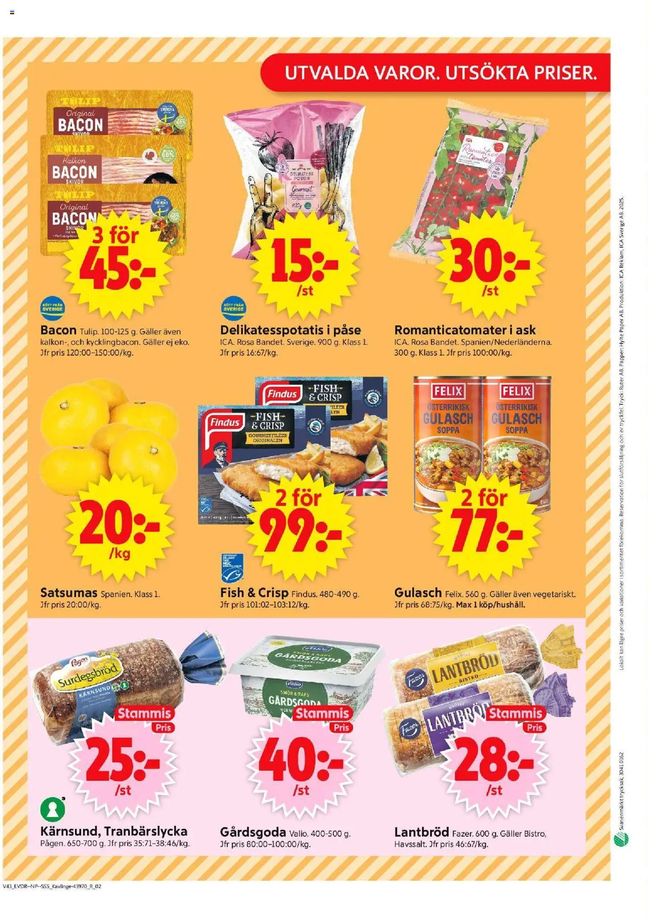 ICA Supermarket reklamblad aktuell från 20.10.2025 | Sida: 14 | Produkter: Smör, Lantbröd, Potatis, Papper
