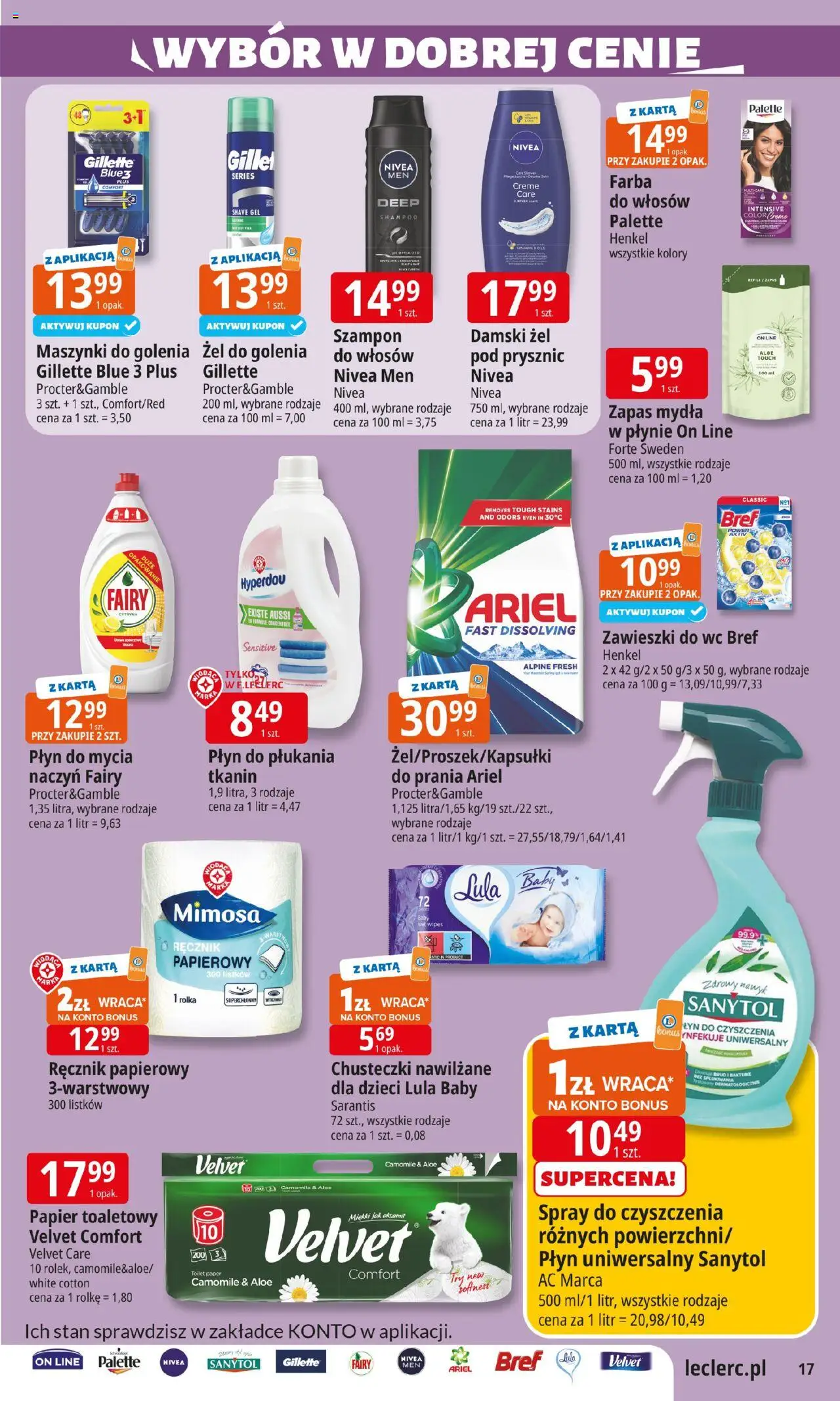 E.Leclerc Gazetka - Radom od 22.07.2025 | Strona: 17 | Produkty: Gillette, Prysznic, Ariel, Fairy