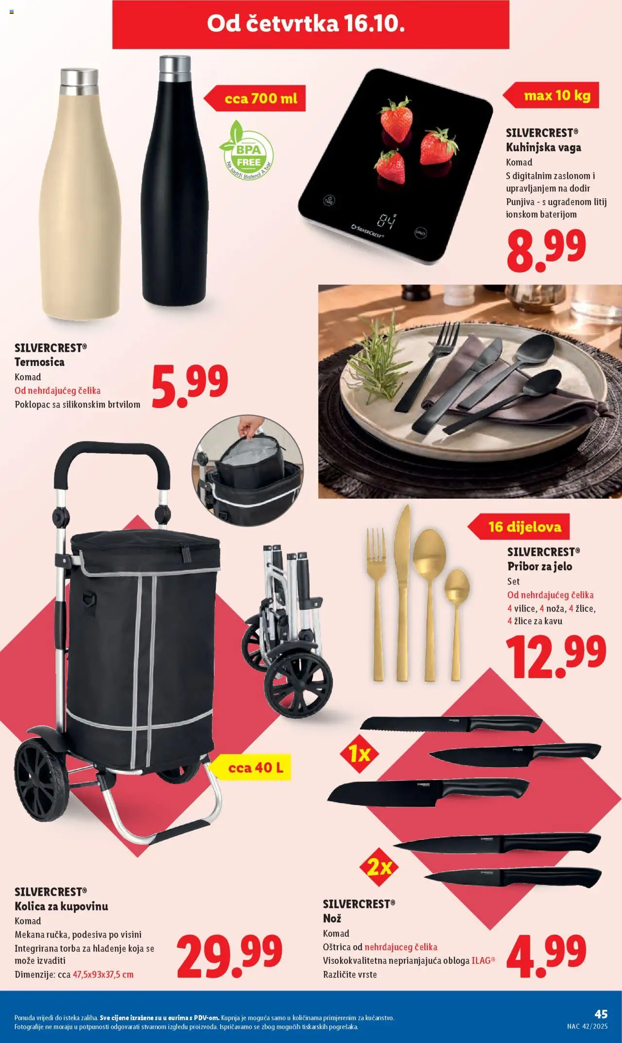 Lidl katalog | vrijedi od 13.10.2025 | Stranica: 45 | Proizvodi: Kuhinjska vaga, Kolica, Torba, Vaga