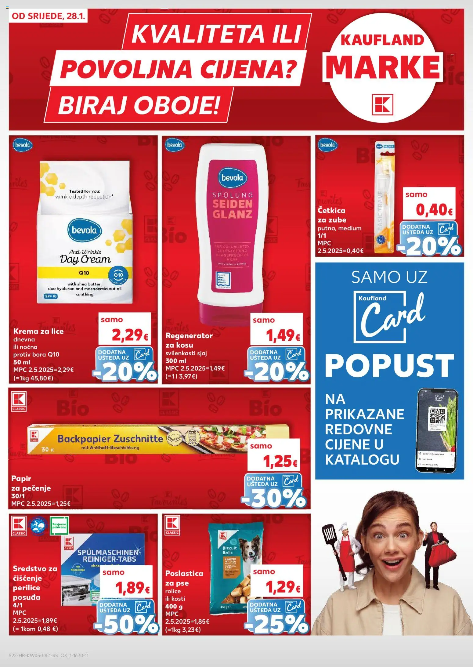 Kaufland katalog | vrijedi od 28.01.2026 | Stranica: 22 | Proizvodi: Krema za lice, Regenerator, Regenerator za kosu, Papir za pečenje