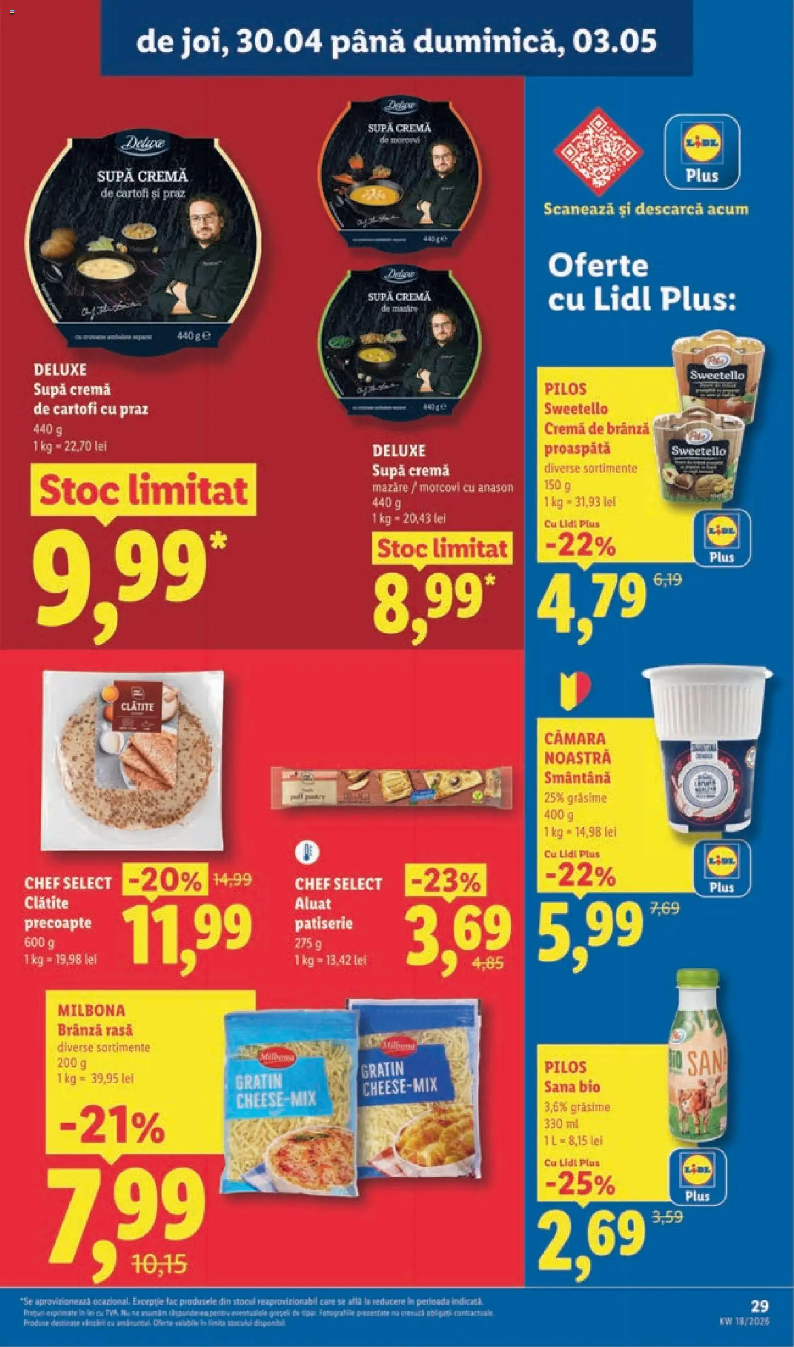 Noul catalog Lidl – valabil de la 27.04.2026 | Pagină: 29 | Produse: Şerit ödül, Clătite, Smântână, Cartofi