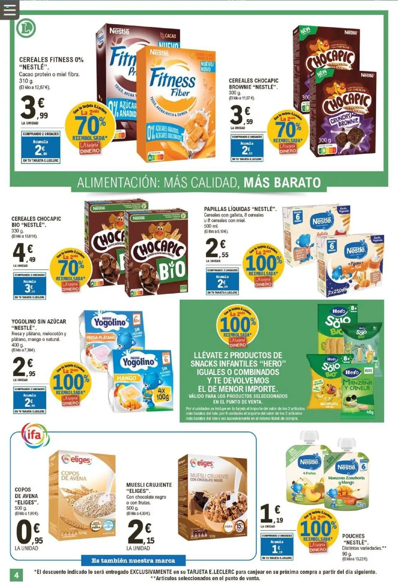 E.Leclerc folleto │ válido desde el 13.08.2025 | Página: 4 | Productos: Té, Cereales Fitness, Ρούτερ, Φρυγανιές σικάλεως